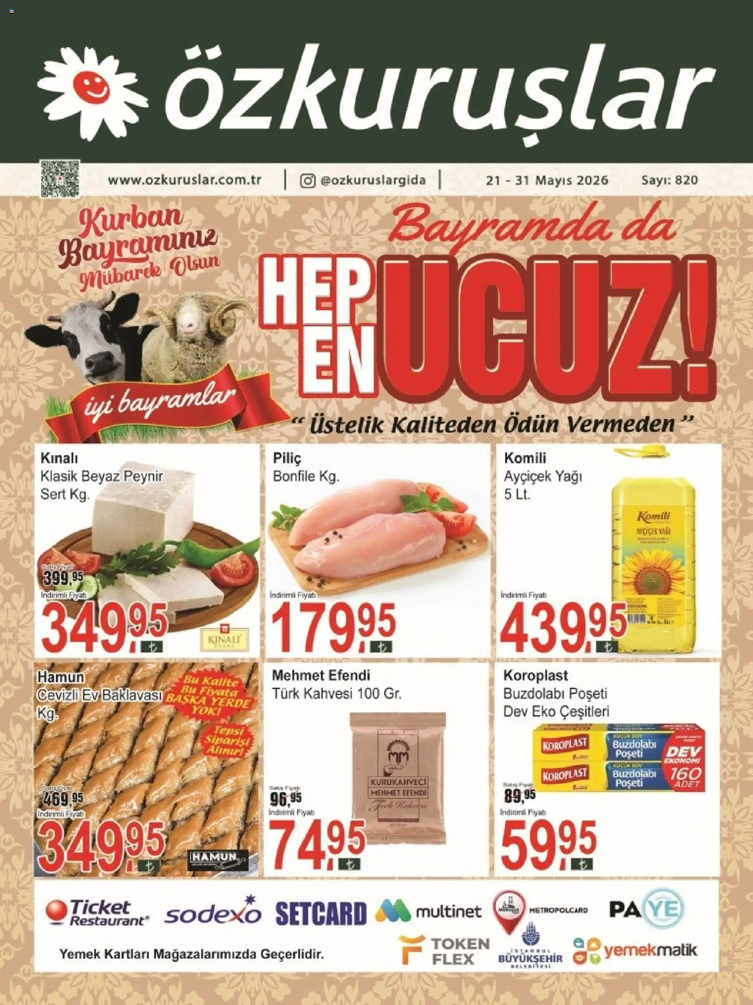 Özkuruşlar Özkuruşlar Katalog 21.05.2026 - Broşürünün önizlemesi - Buzdolabı, Peynir, Bot, Bonfile, Tepsi, Piliç
