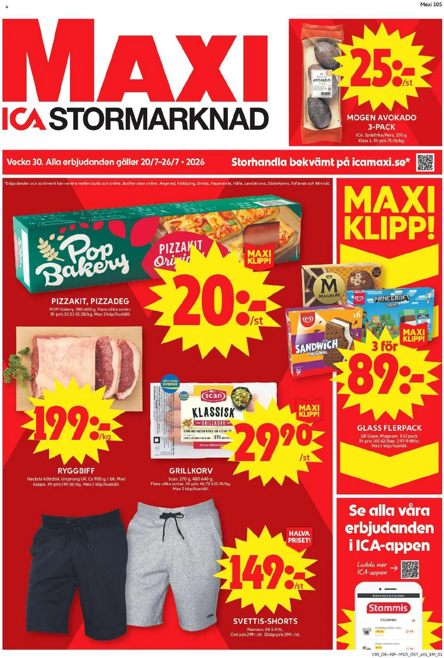 Förhandsgranska reklamblad ICA Maxi erbjudanden från butik ICA Maxi gäller från 20/07/2026