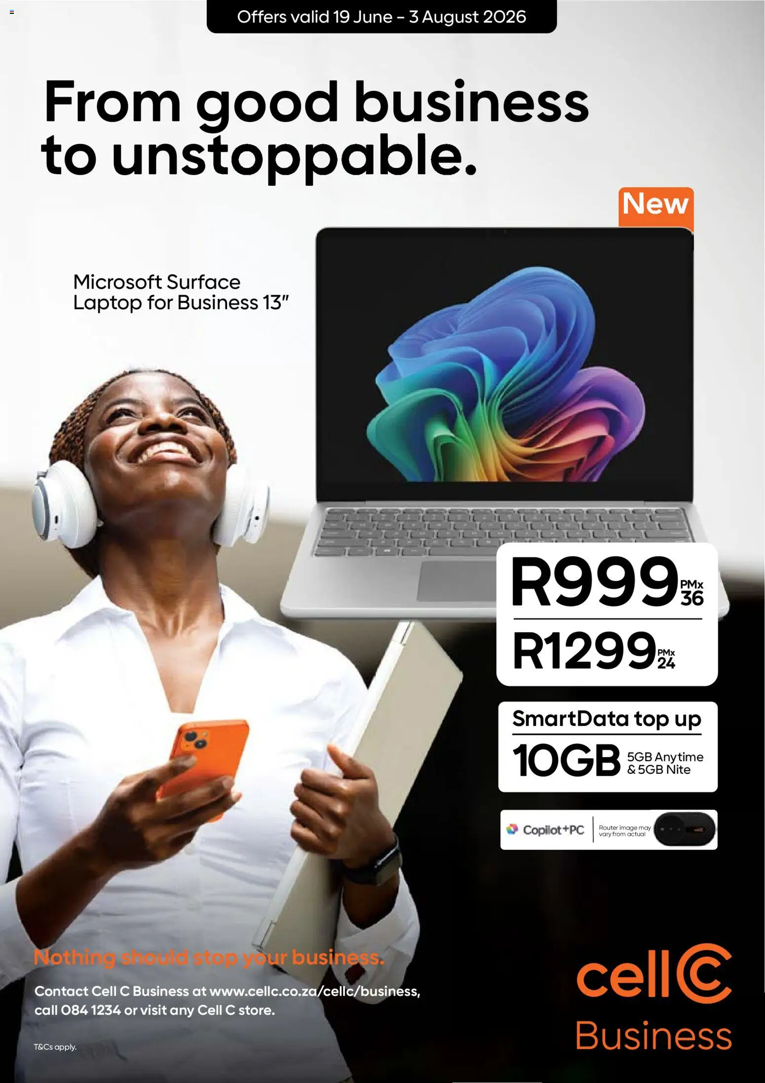 Preview of Cell C flyer valid from 19/06/2026 - Laptop, Router