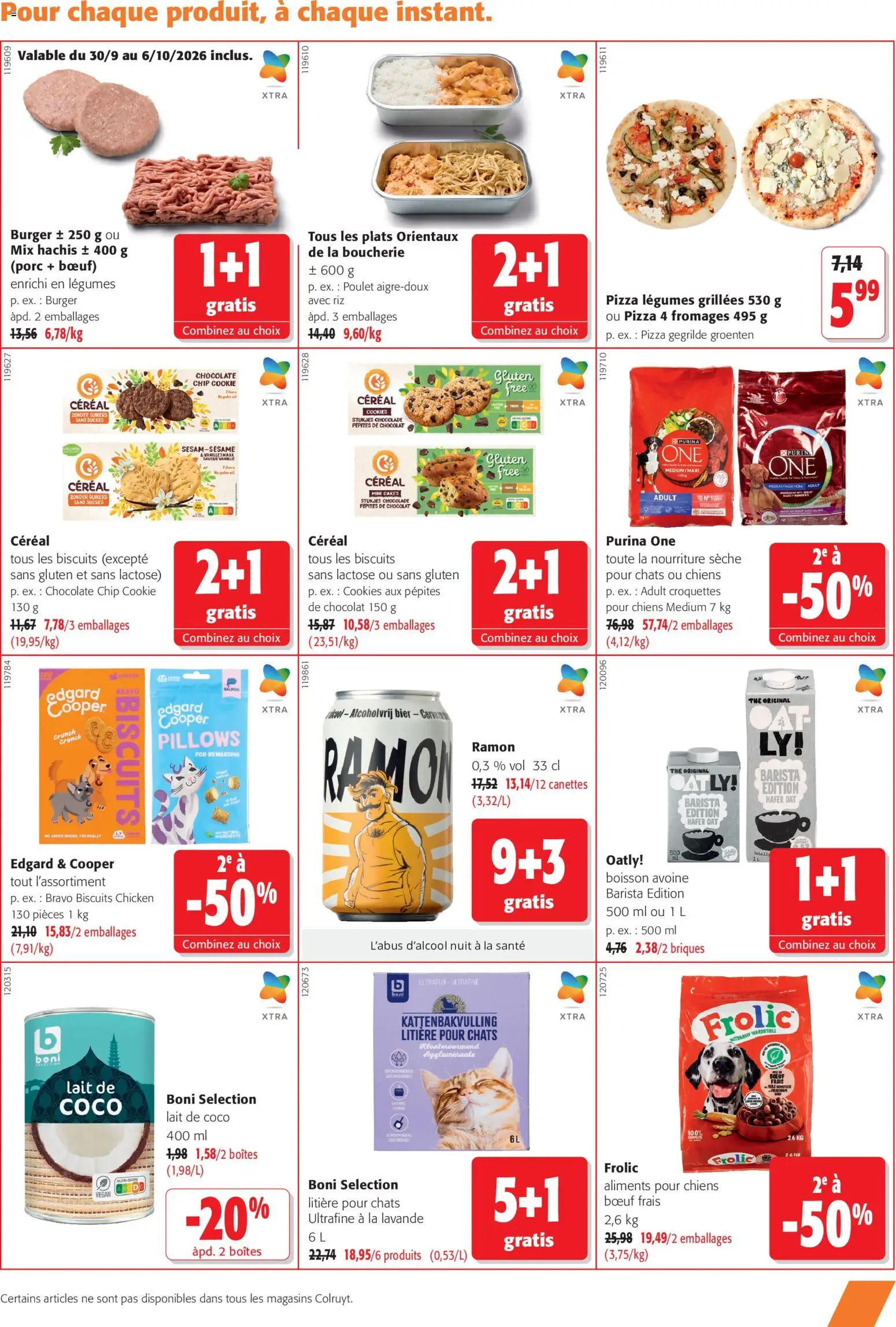 Prévisualisation de Colruyt Toutes les offres du magasin Colruyt formulaire valide 23/09/2026 - Pizza, Coco, Poulet, Lait, Briques, Lait de coco, Litière pour chats, Pépites de chocolat