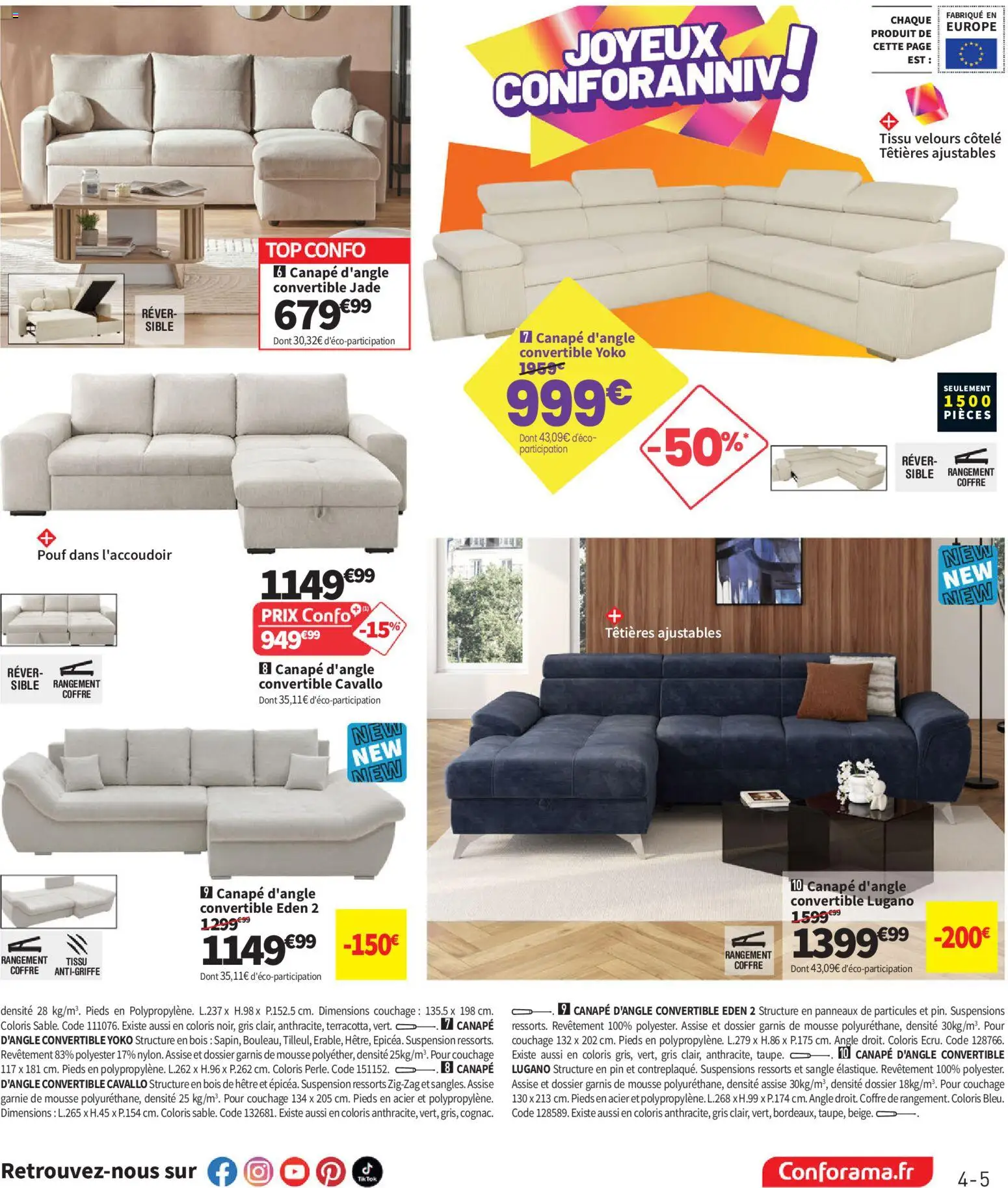 Prévisualisation de Conforama catalogue du magasin Conforama formulaire valide 25/08/2026 - Canapé, Pouf, Suspension, Mousse, Canapé d’angle