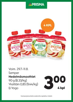 Kaupan Prisma Prisma tarjoukset Semper Hedelmäsmoothiet esikatselu, voimassa 29/07/2026