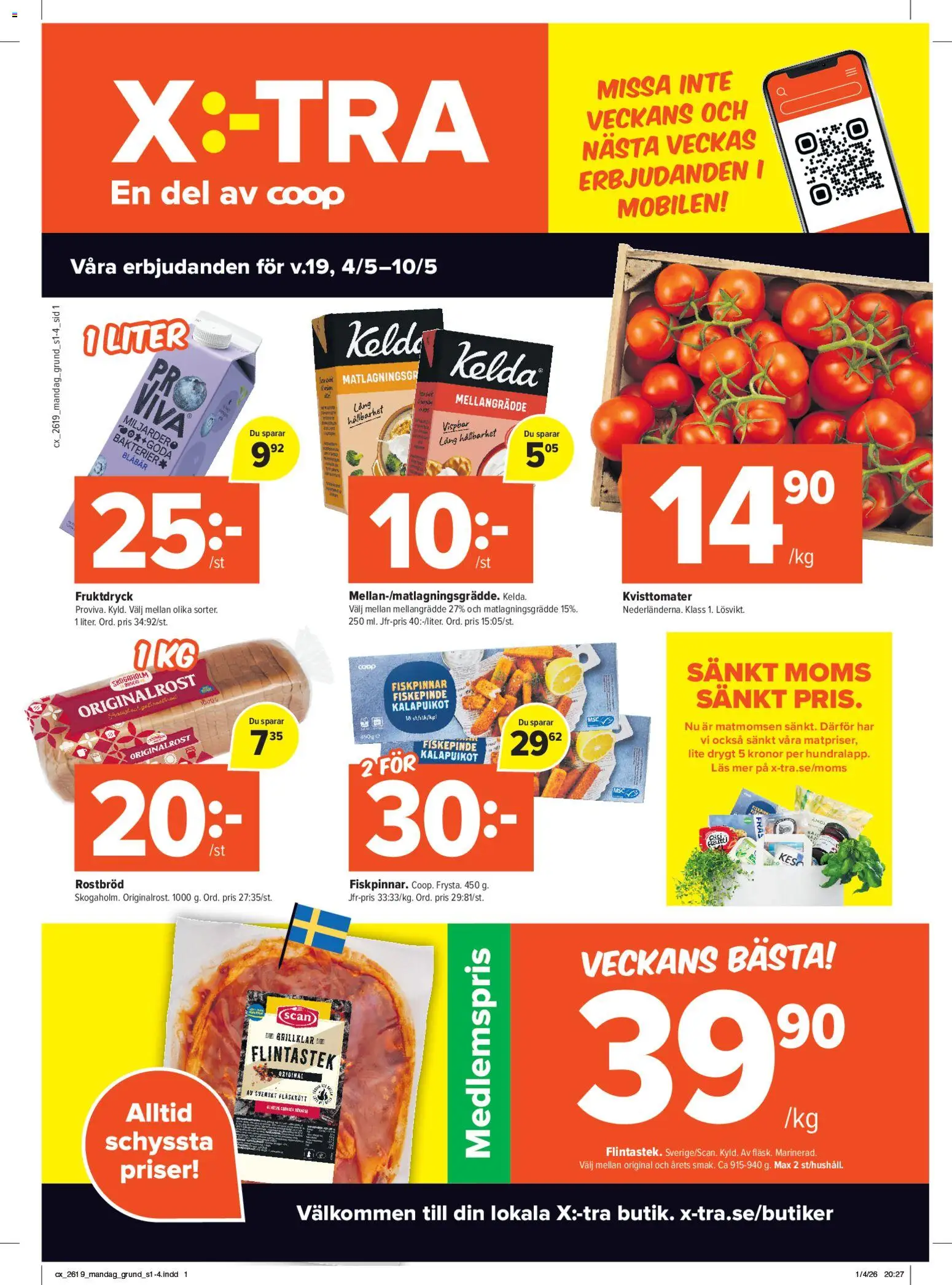 Förhandsgranska reklamblad Coop X:-TRA erbjudanden från butik Coop X:-TRA gäller från 04/05/2026