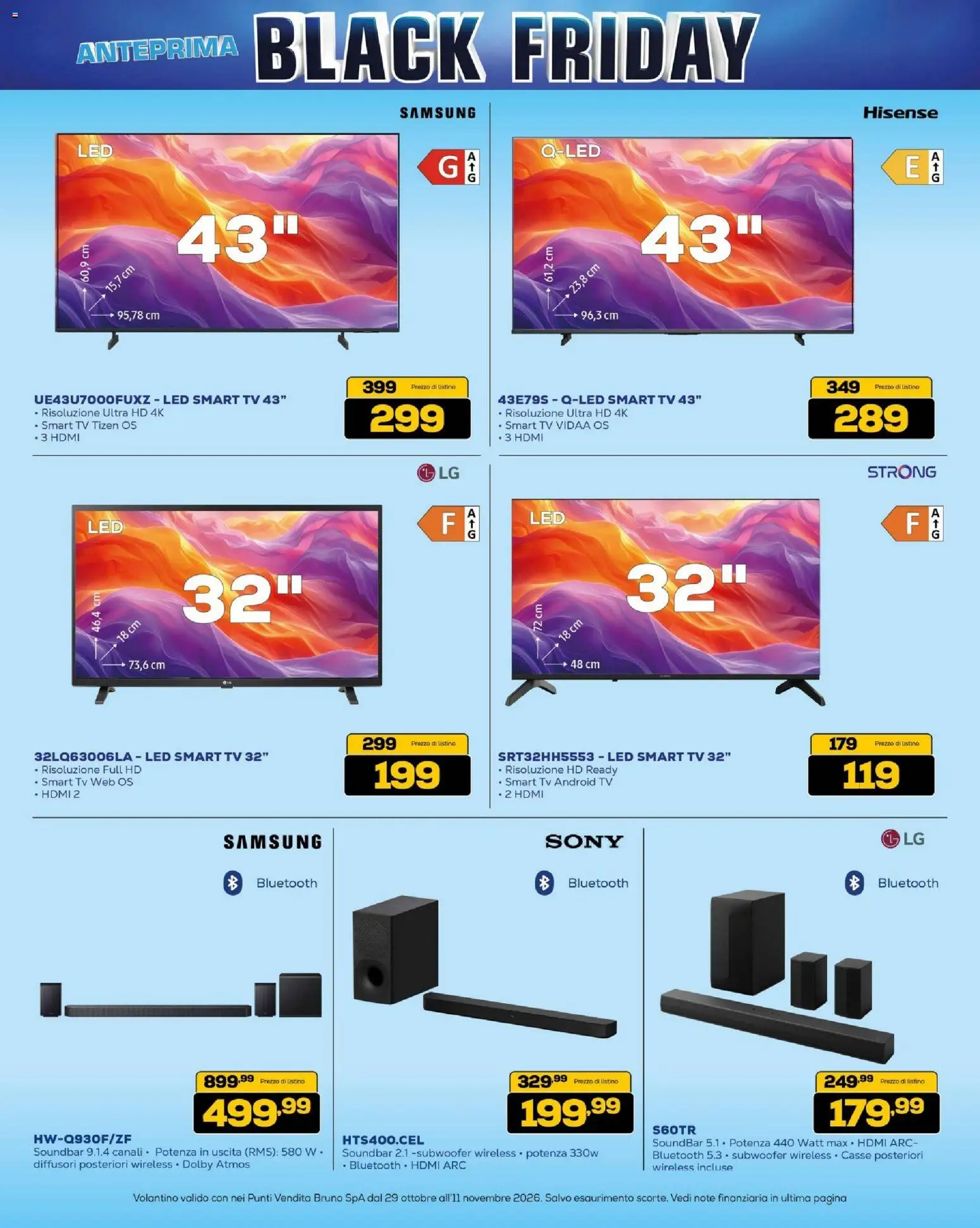 Anteprima dell'opuscolo BRUNO Black Friday dal negozio BRUNO valido da 29/10/2026 - Samsung, TV, smart TV, Soundbar