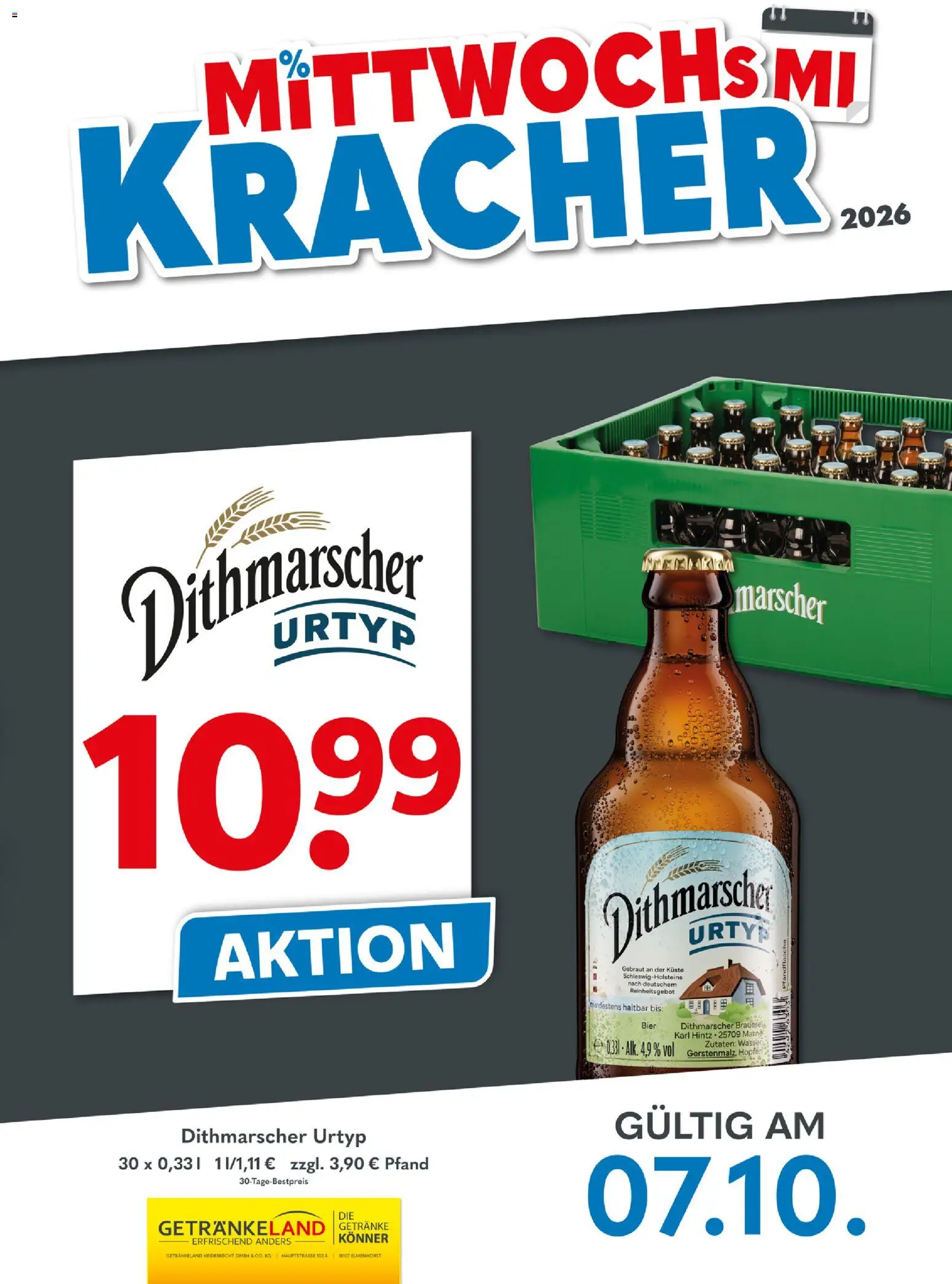 Vorschau von dem Prospekt des Geschäftes Getränkeland, gültig ab dem 07.10.2026 - Wasser, Bier