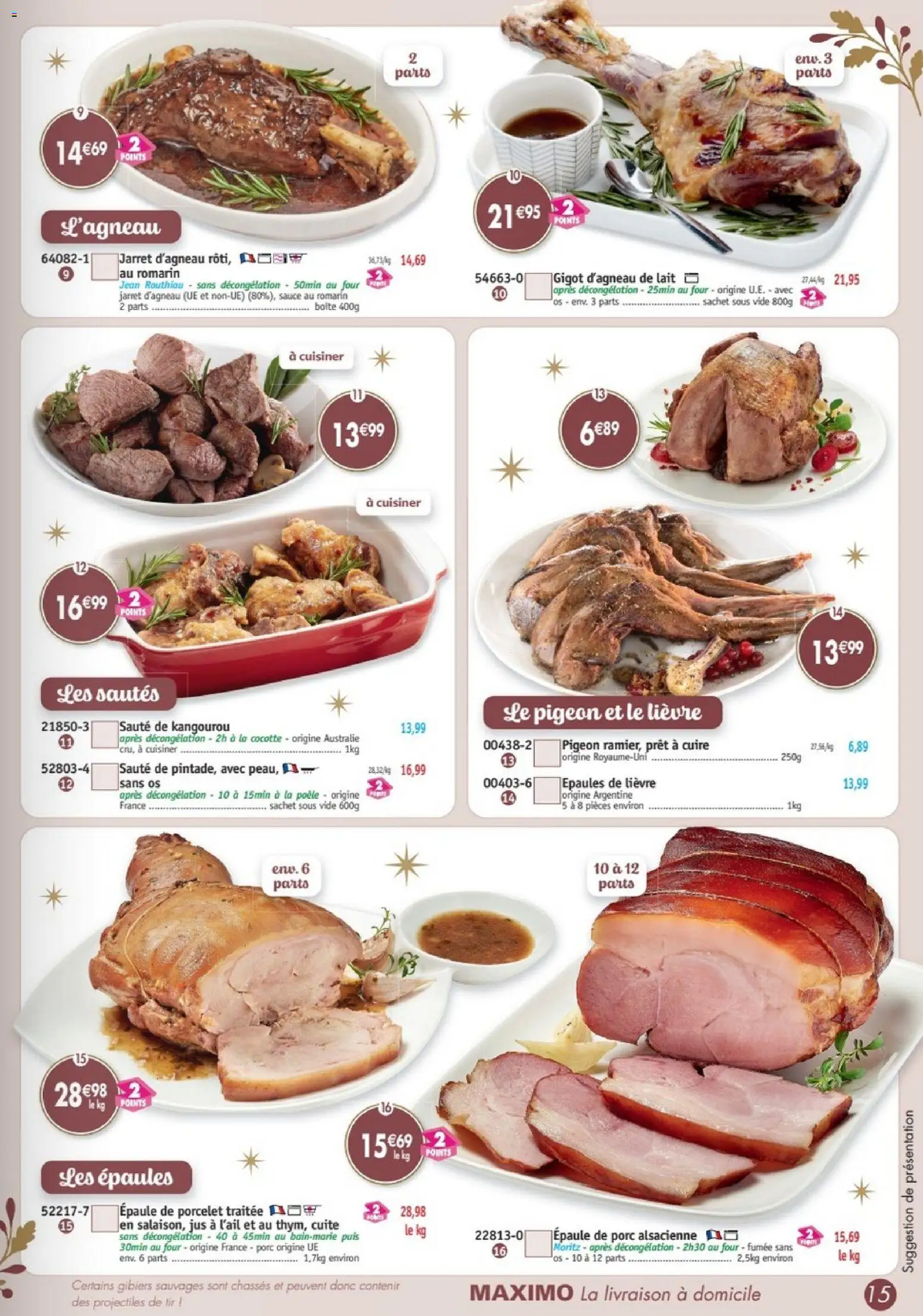 Prévisualisation de Maximo catalogue du magasin Maximo formulaire valide 26/10/2026 - Jean, Four, Poêle, Lait, Porc, Jus, Épaule de porc, Gigot d'agneau