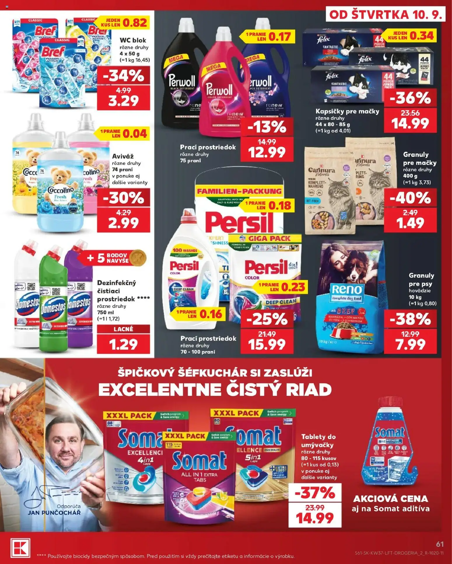 Náhľad Kaufland letáku platného od 10.09.2026 - Wc, Felix, Persil, Perwoll, Kapsičky pre mačky, Domestos, Aviváž, Wc blok