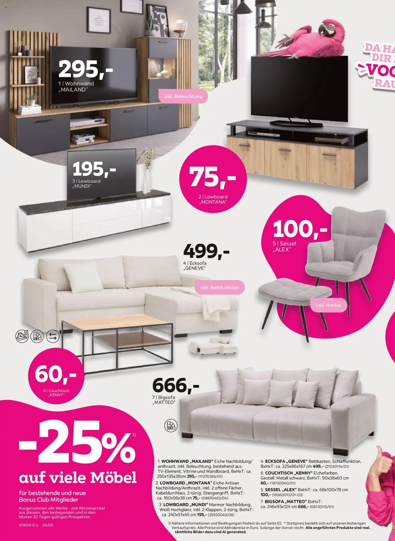 Vorschau von dem Prospekt des Geschäftes Mömax, gültig ab dem 07.09.2026 - Bilder, Couchtisch, Sessel, Wohnwand, Bigsofa, Lowboard, Vitrine, Hocker