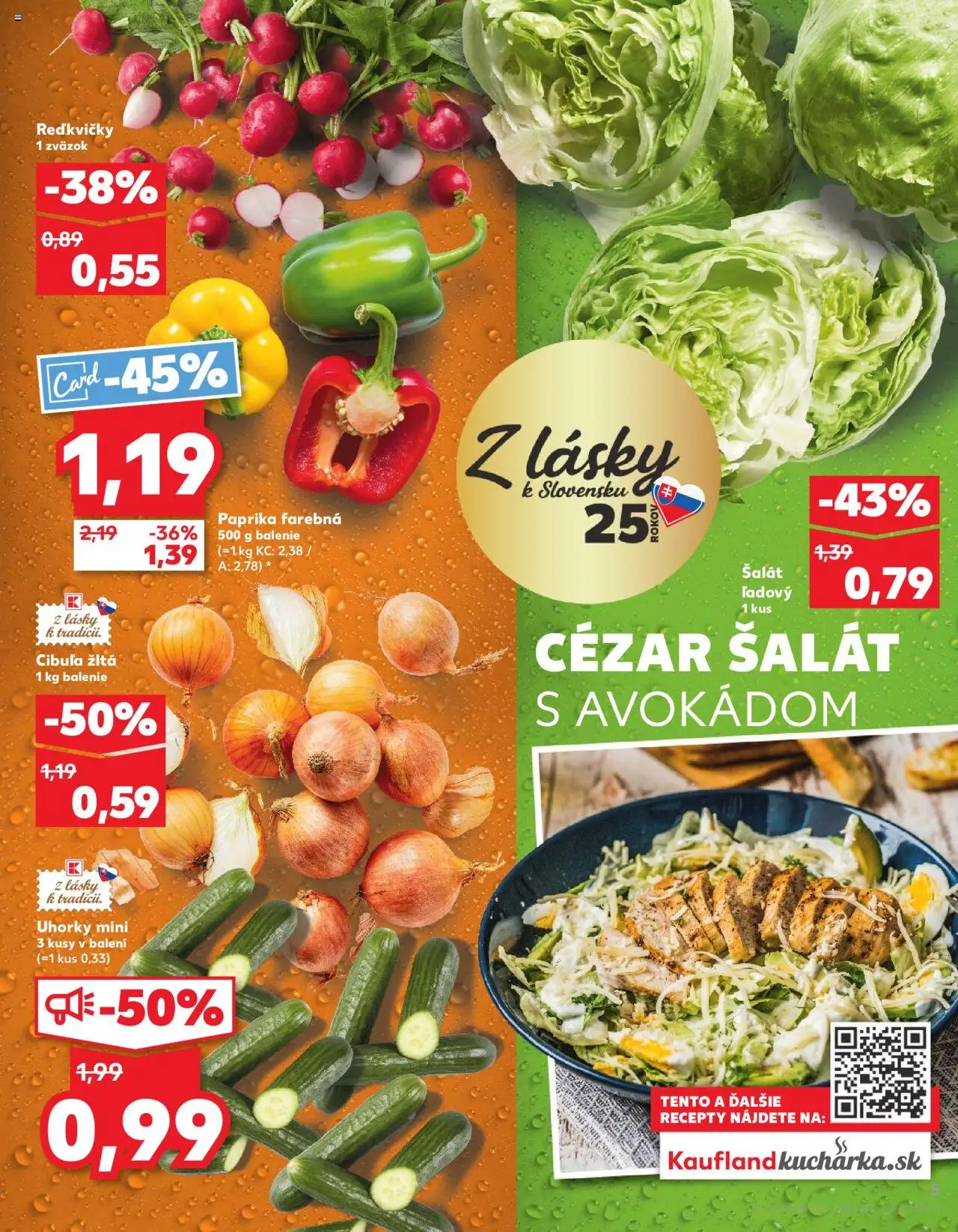 Náhľad Kaufland letáku platného od 18.09.2025 - Paprika, Šalát, Cibuľa, Uhorky