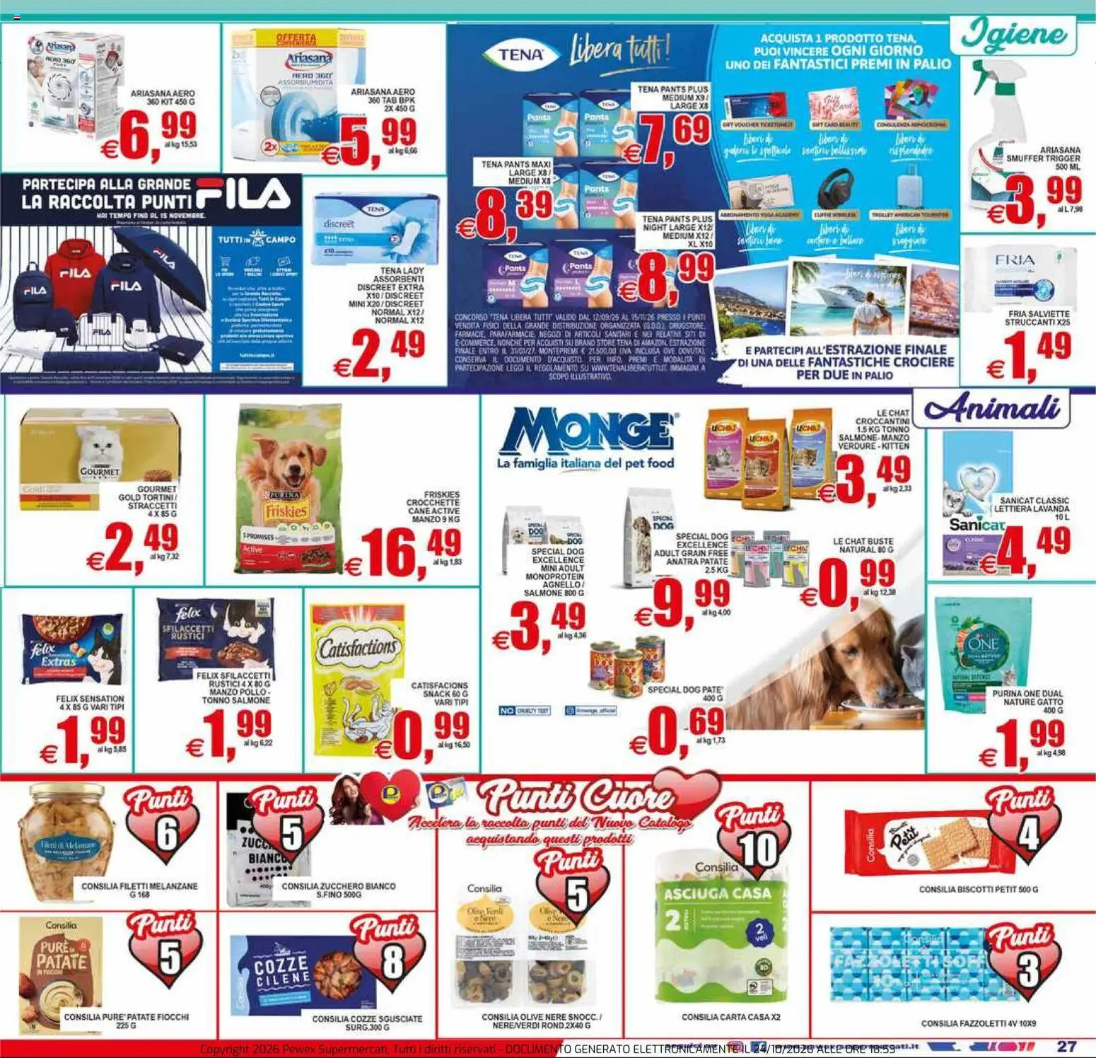 Anteprima dell'opuscolo Pewex volantino Supermercati Via Rubicone dal negozio Pewex valido da 23/10/2026 - Zucchero, Pollo, Tonno, Lavanda, Manzo, Verdure, Fiocchi, Crocchette