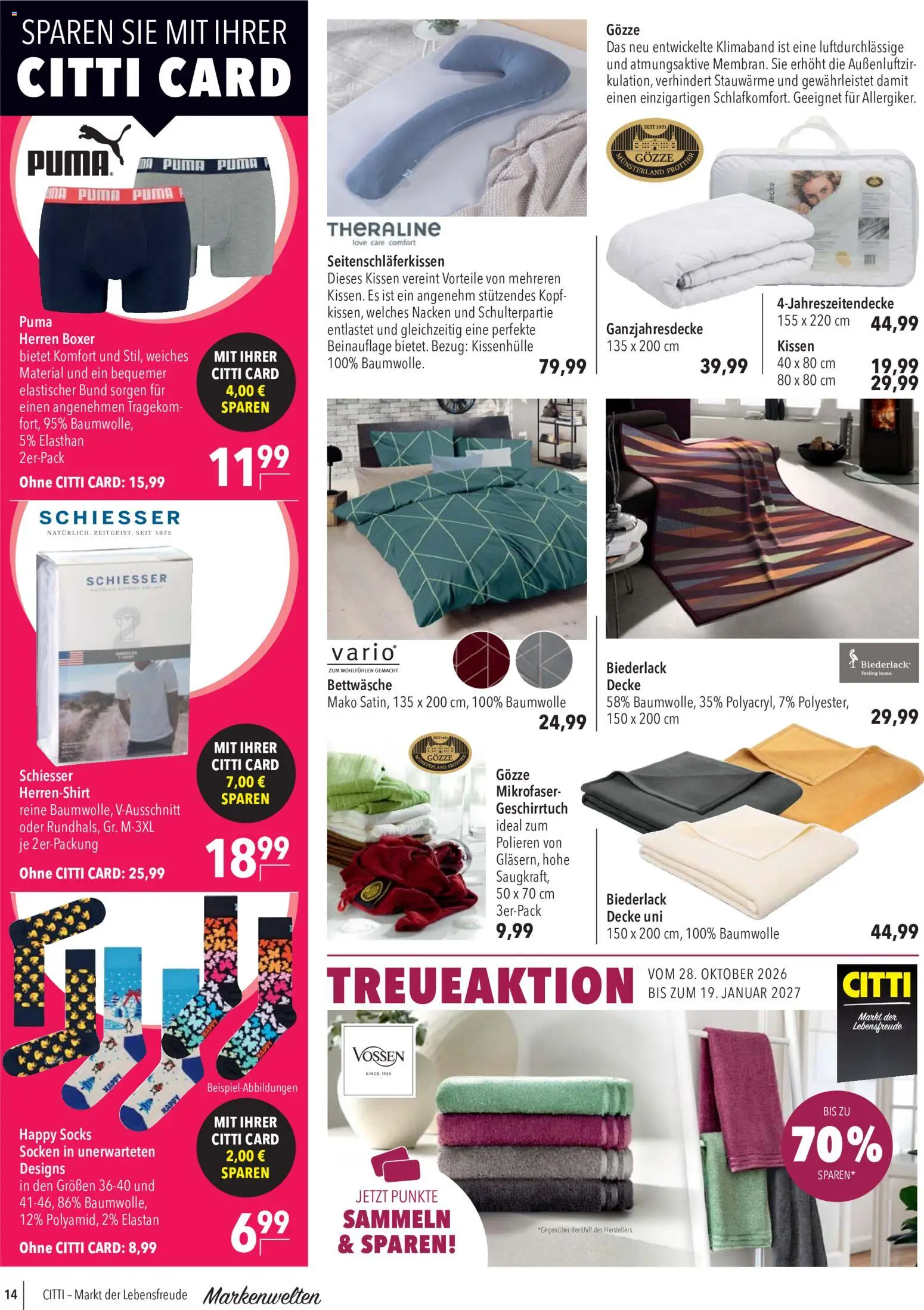 Vorschau von dem Prospekt des Geschäftes CITTI Markt, gültig ab dem 28.10.2026 - Bettwäsche, Boxer, Kissen, Socken, Decke