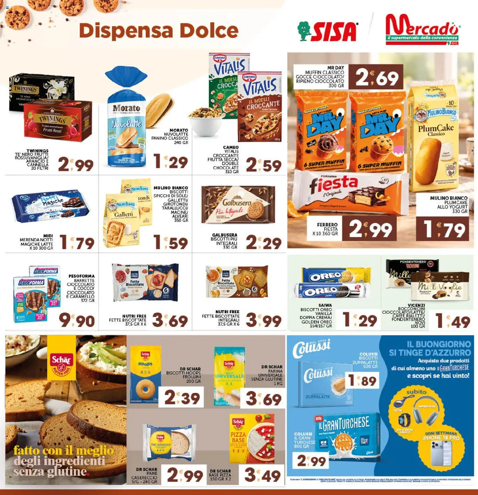 Anteprima dell'opuscolo SISA volantino Mercadò dal negozio SISA valido da 29/10/2026 - Senza glutine, Biscotti, Latte, Muffin, Cioccolato, Plumcake, Farina, Fette biscottate