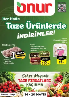 Onur Market Onur Market - Taze Ürünlerde İndirimler - İstanbul & Trakya 14.05.2026 - Broşürünün önizlemesi