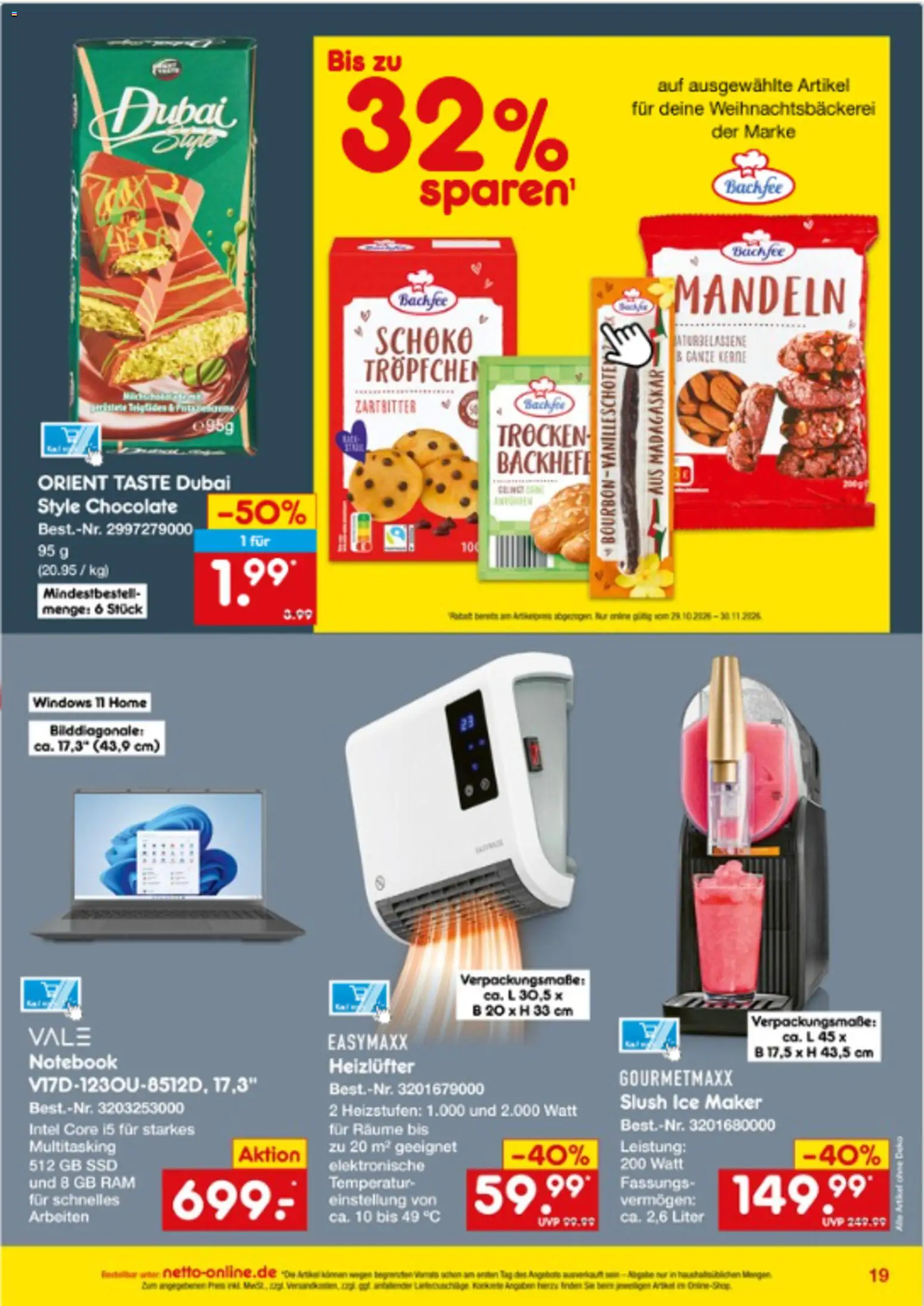 Vorschau von dem Prospekt des Geschäftes Netto Marken-Discount, gültig ab dem 01.11.2026 - Notebook, Mandeln