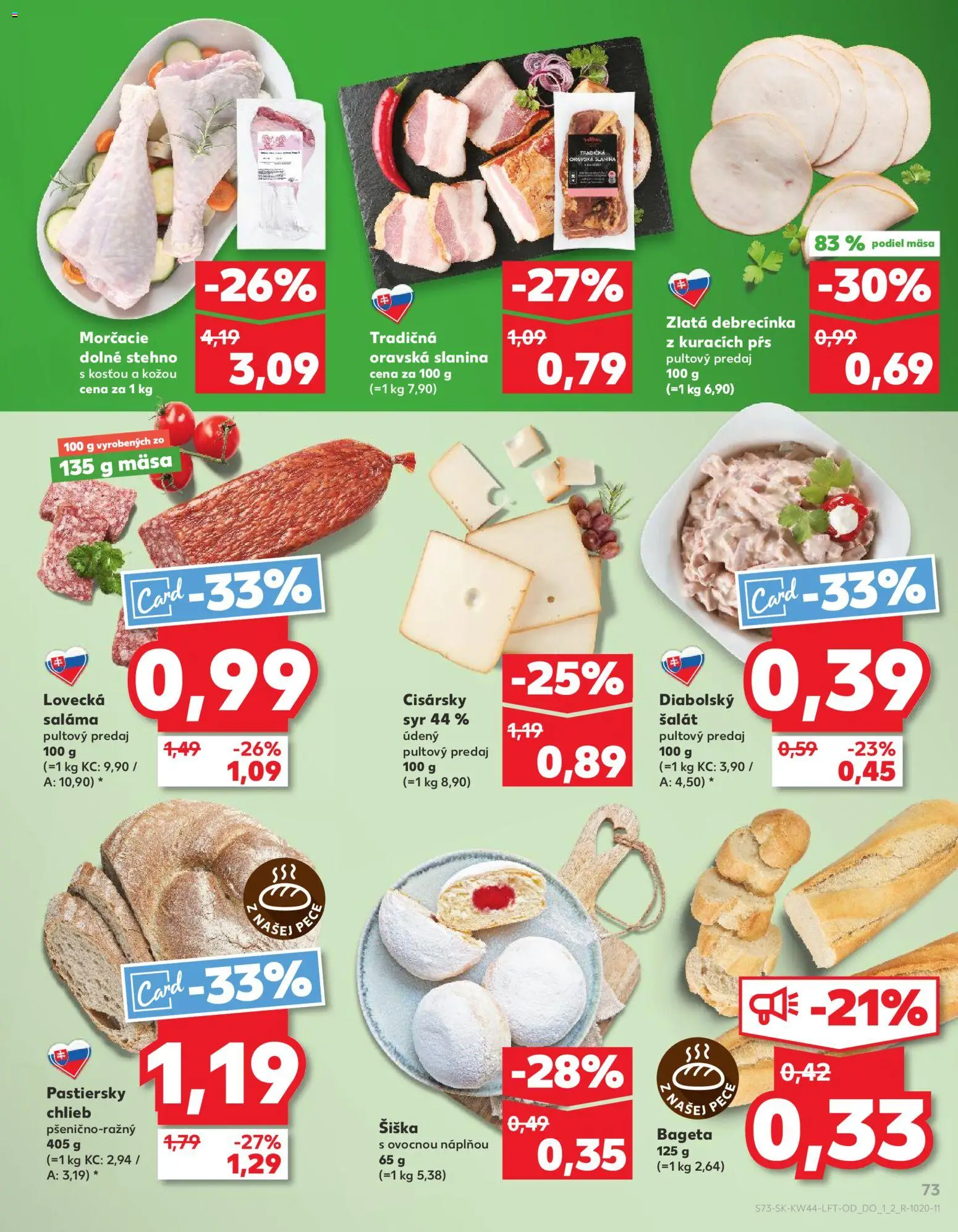 Náhľad Kaufland letáku platného od 30.10.2025 - Syr, Šalát, Chlieb, Donut, Slanina, Saláma