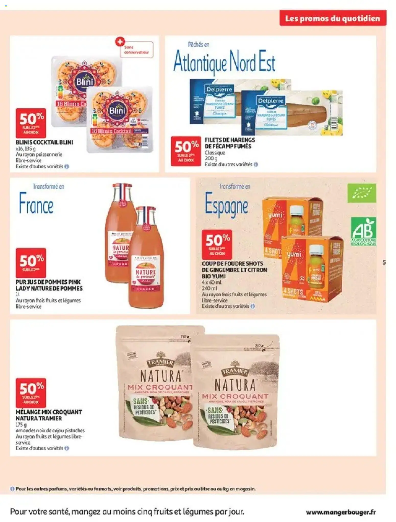 Prévisualisation de Auchan Les promos du moment du magasin Auchan formulaire valide 01/09/2026 - Cocktail, Gingembre, Noix de cajou, Noix, Citron, Blinis, Jus, Pommes