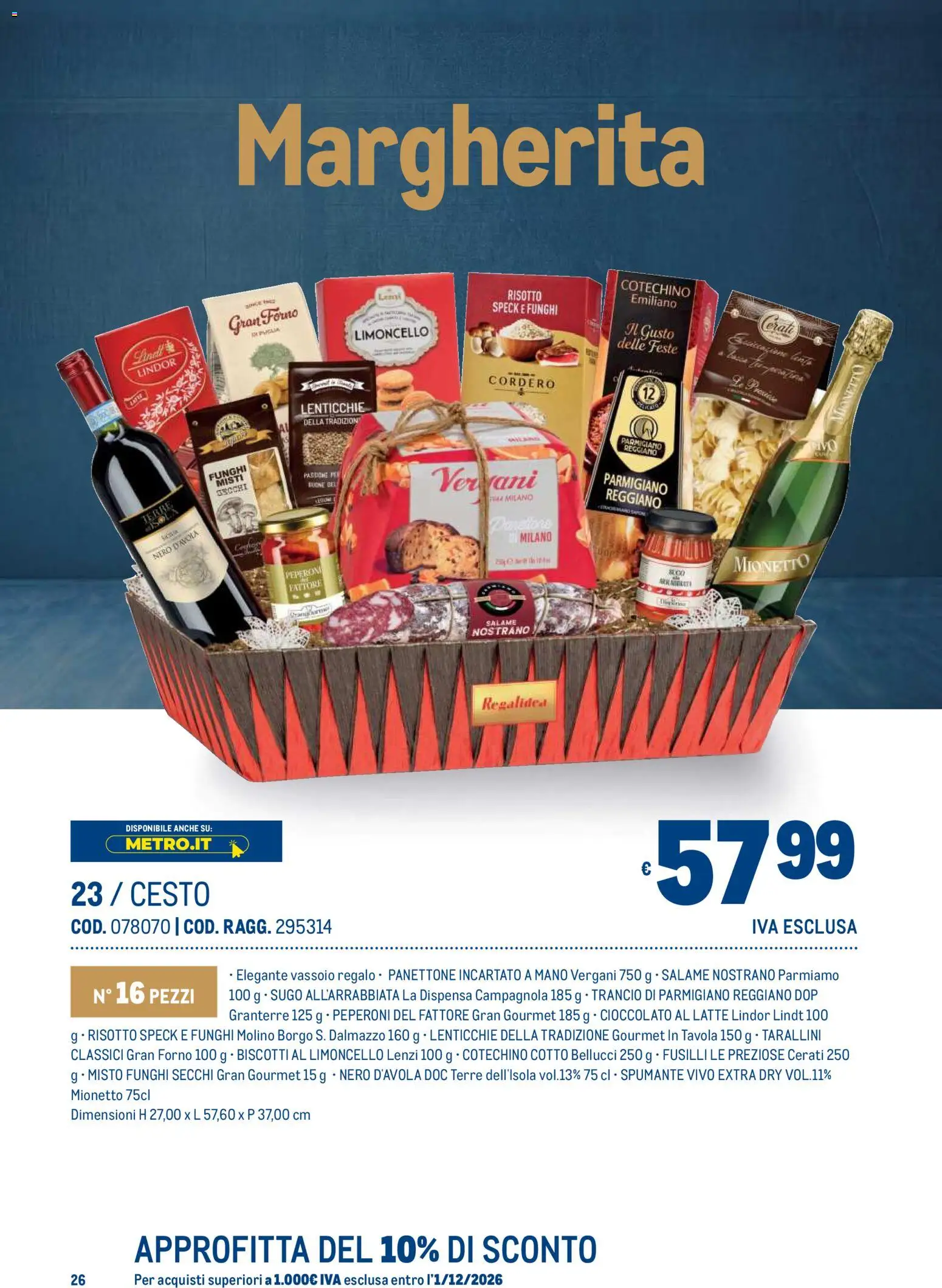 Anteprima dell'opuscolo Metro volantino Regalistica Natale dal negozio Metro valido da 19/10/2026 - Forno, Panettone, Latte, Cotechino, Fusilli, Sugo, Parmigiano, Spumante