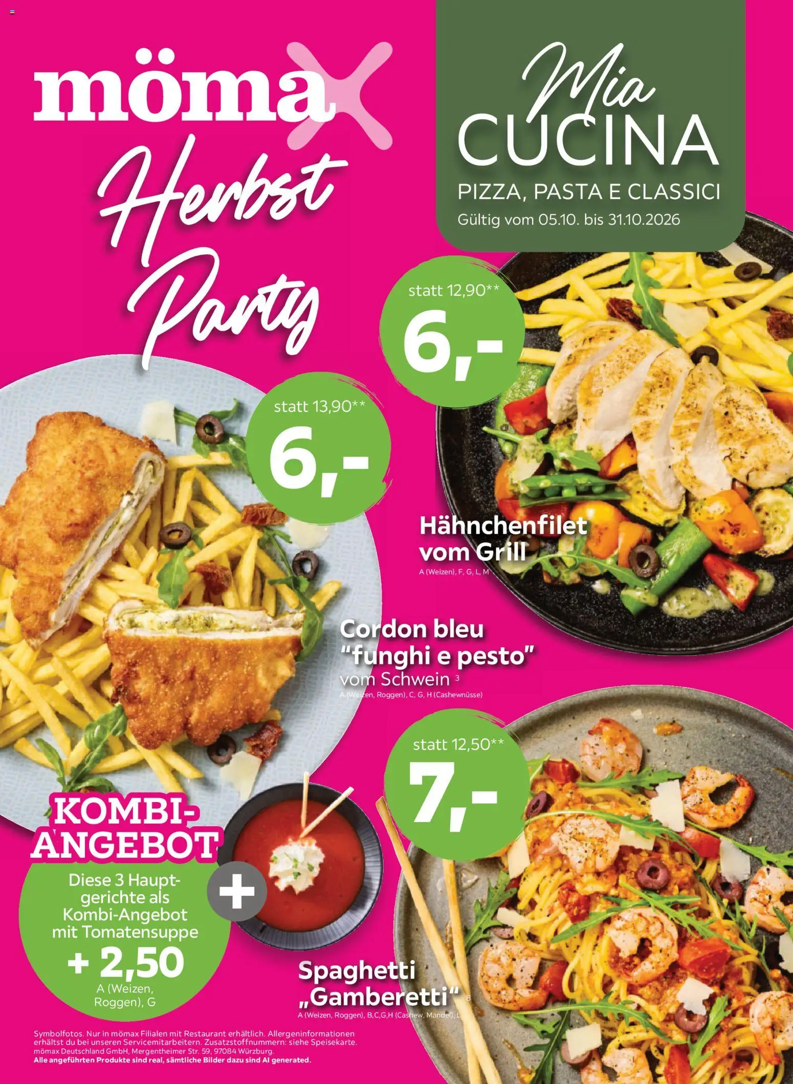 Vorschau von dem Prospekt des Geschäftes Mömax, gültig ab dem 05.10.2026 - Bilder, Gerichte, Pasta, Grill, Spaghetti, Cashewnüsse