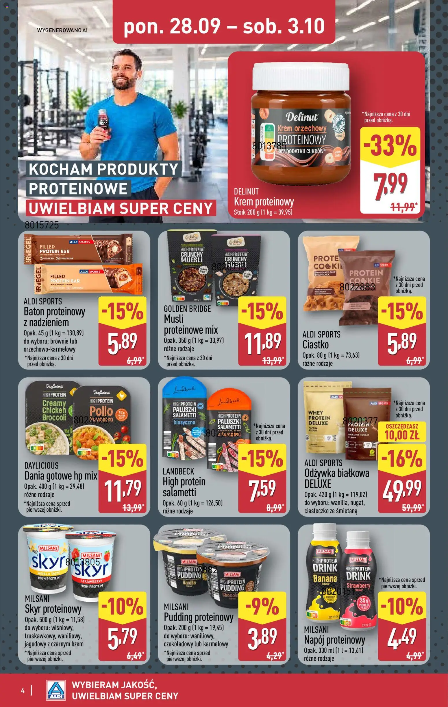 Pogląd gazetki "Aldi gazetka - Produkty proteinowe" ze sklepu Aldi ważnej od 28.09.2026