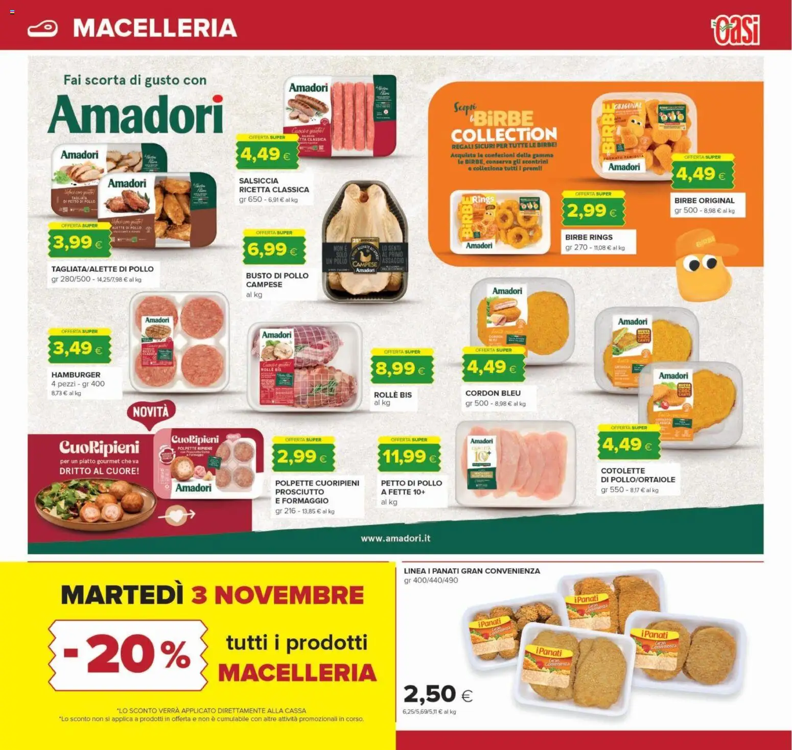 Anteprima dell'opuscolo Oasi volantino Roma dal negozio Oasi valido da 22/10/2026 - Hamburger, Pollo, Polpette, Formaggio, Piatto, Prosciutto, Salsiccia, Petto di Pollo