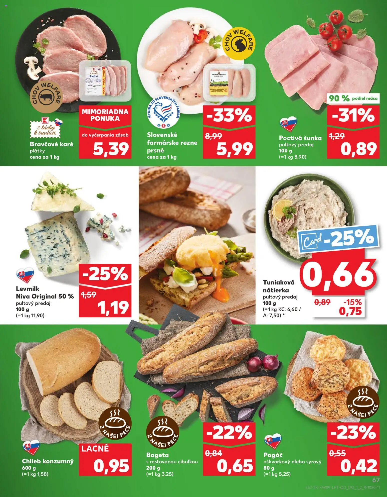 Náhľad Kaufland letáku platného od 26.02.2026 - Bravčové karé, Chlieb, Niva, Bageta, Šunka, Rezne, Nátierka
