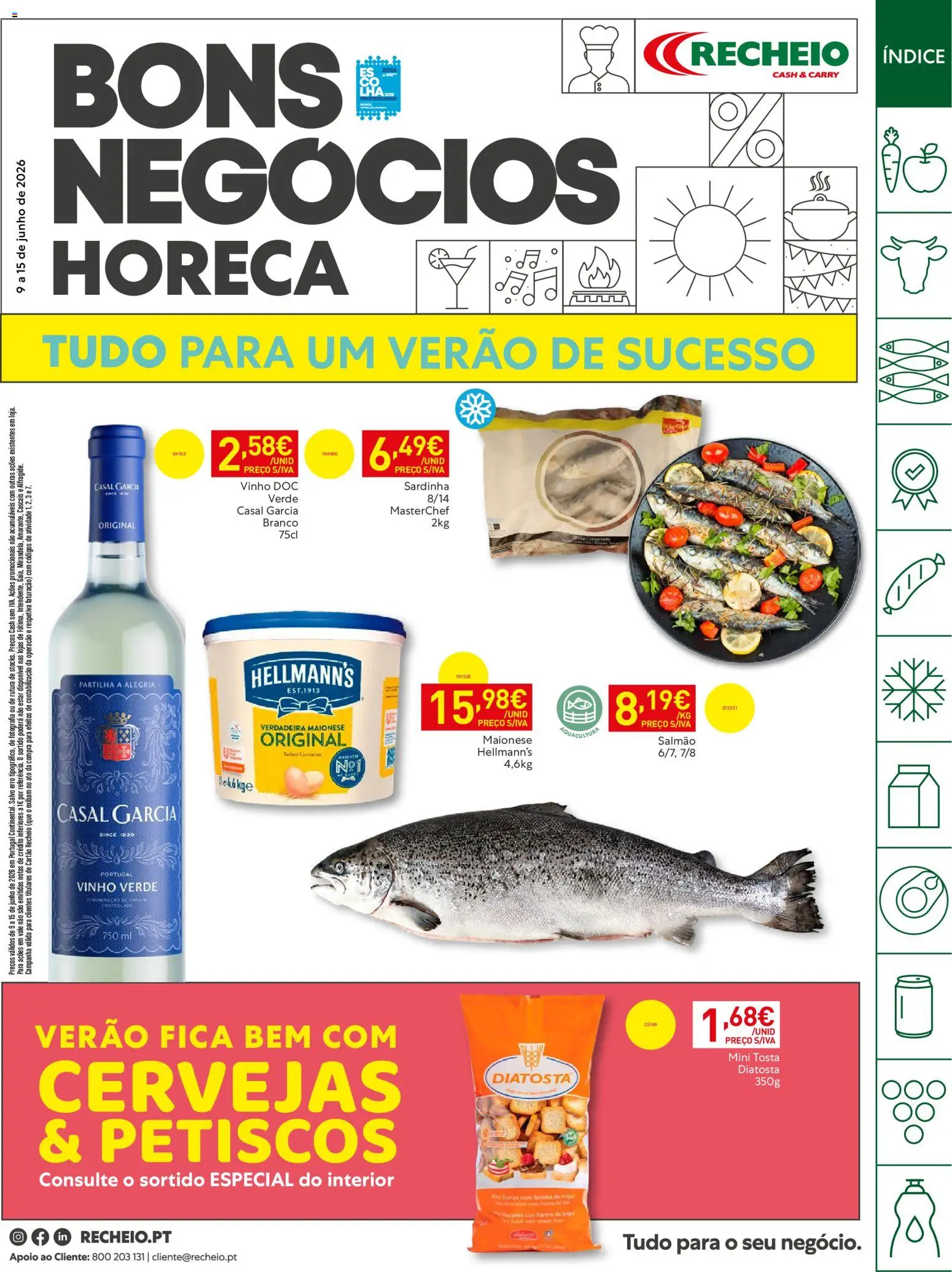 Pré-visualização do folheto da loja Recheio válida a partir de 09/06/2026 - Vinho, Farinha, Salmão, Maionese, Tostas, Farinha de trigo