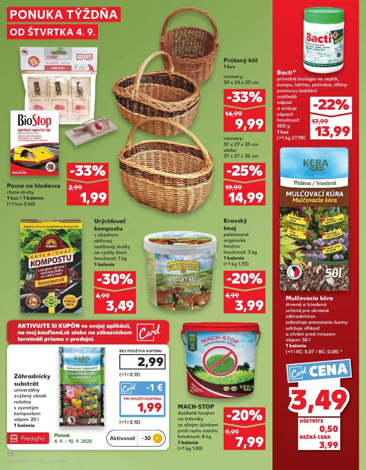 Náhľad Kaufland letáku platného od 04.09.2025 - Mulčovacia kôra, Kôš, Substrát