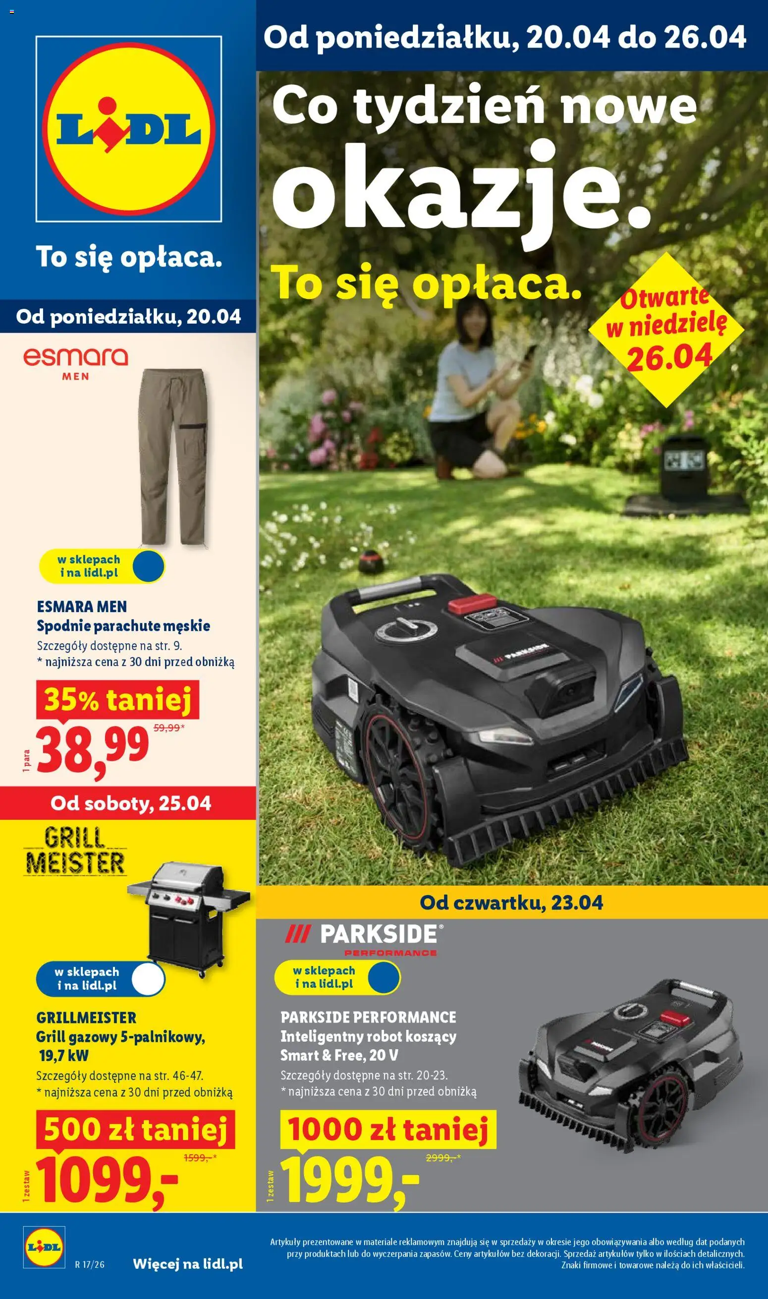 Pogląd gazetki "Lidl Katalog" ze sklepu Lidl ważnej od 20.04.2026 - Spodnie, Grill gazowy, Grill, Robot