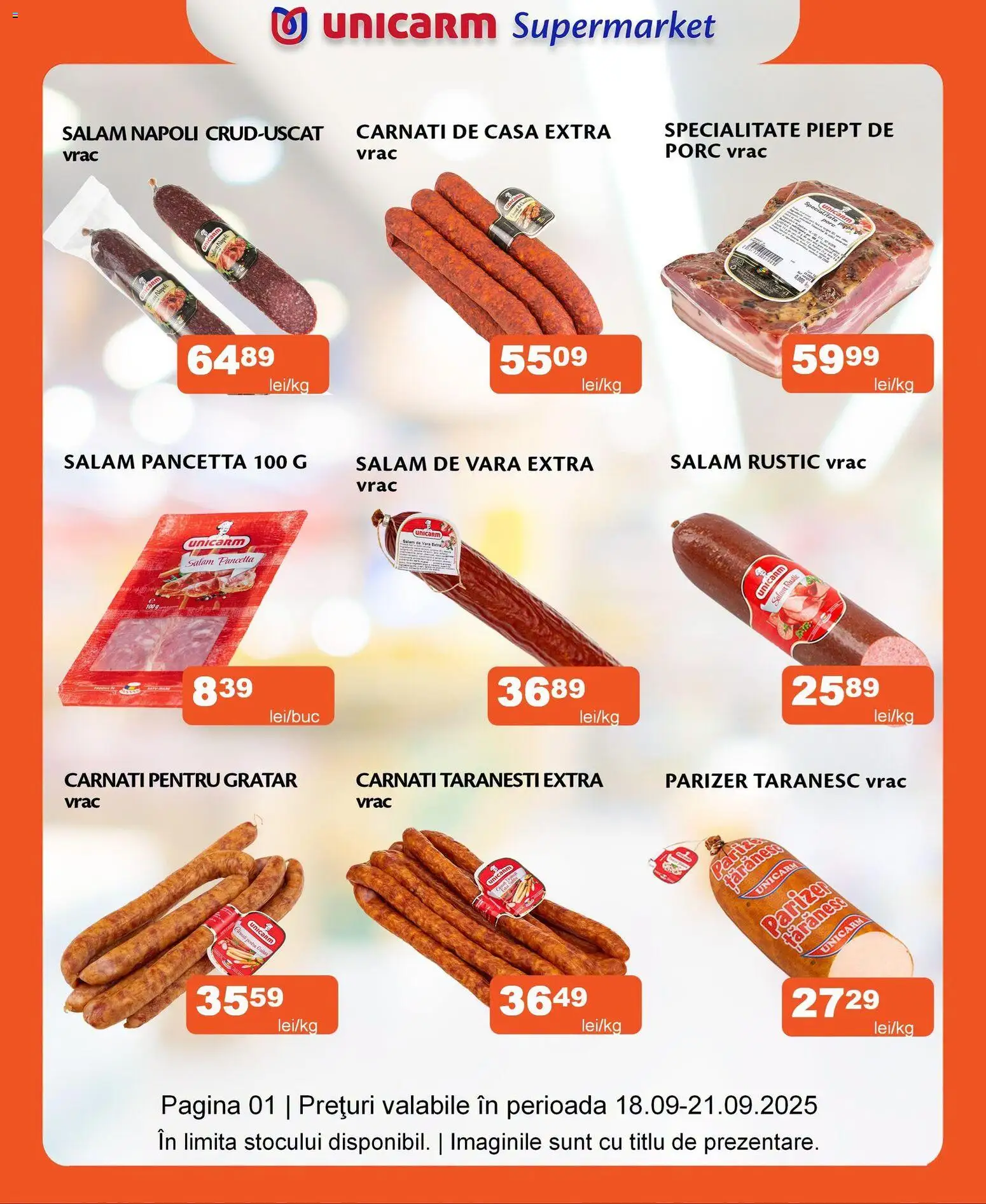 Previzualizarea de cataloage: Unicarm Unicarm Catalog Carne valabil de la 18.06.2026 - Grătar, Salam, Parizer, Cârnați