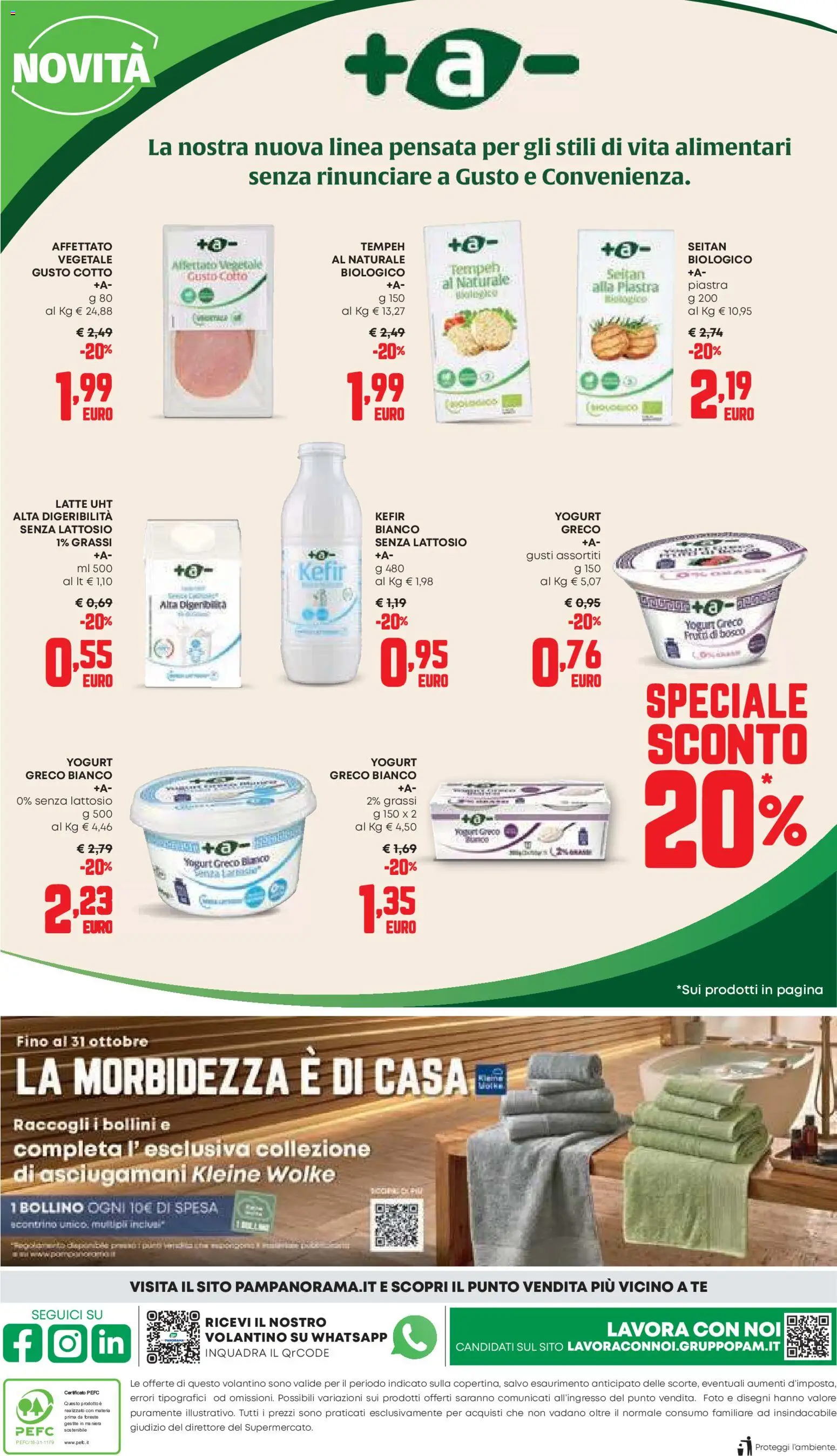 Anteprima dell'opuscolo PAM volantino dal negozio PAM valido da 22/10/2026 - Kefir, Latte, Yogurt greco, Seitan, Yogurt, Tè, Asciugamani, Senza lattosio