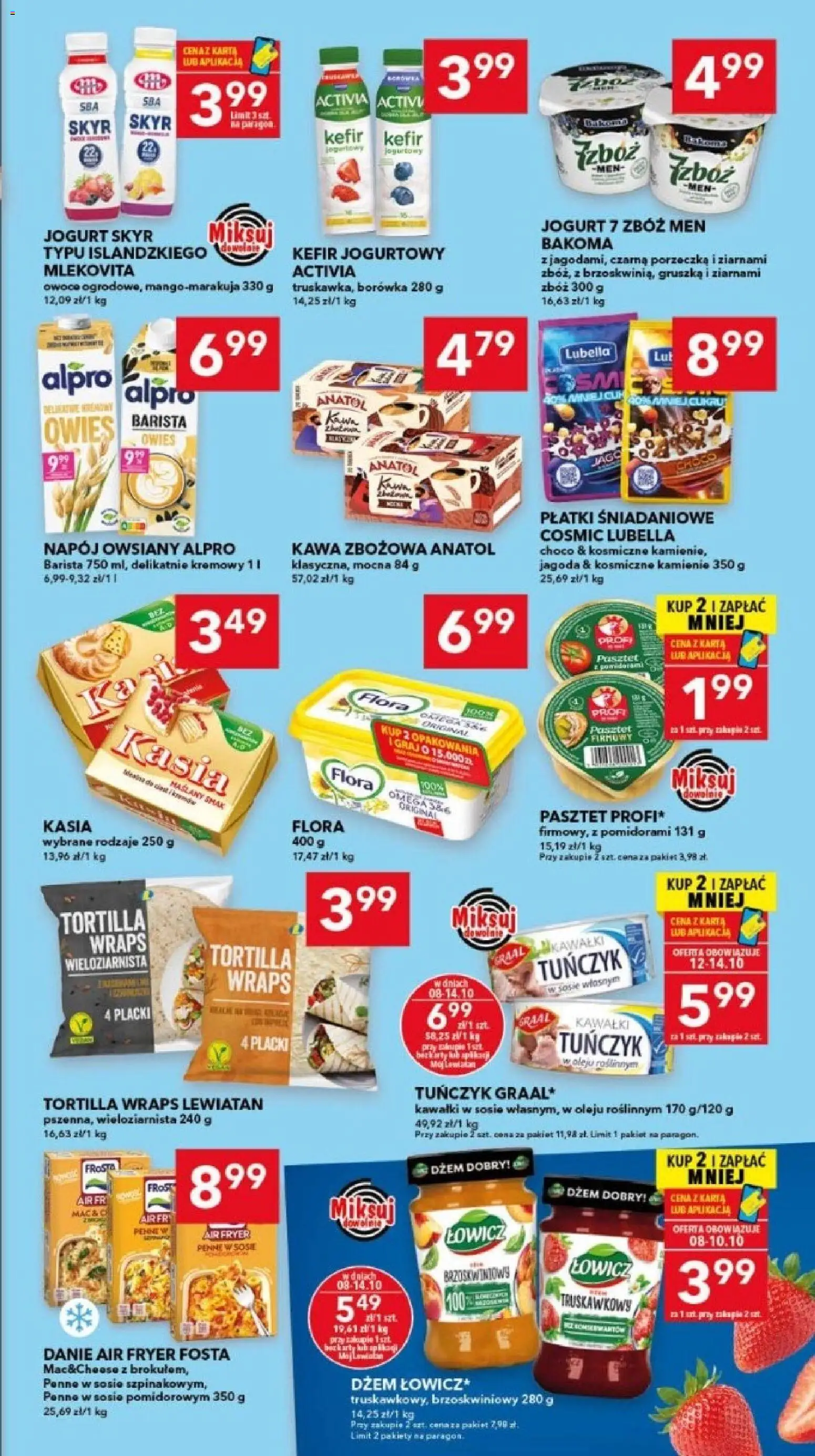 Pogląd gazetki "Lewiatan gazetka - Bydgoszcz" ze sklepu Lewiatan ważnej od 08.10.2026 - Tortilla, Owoce, Gruszka, Tuńczyk, Porzeczka, Penne, Jogurt, Tortilla wraps