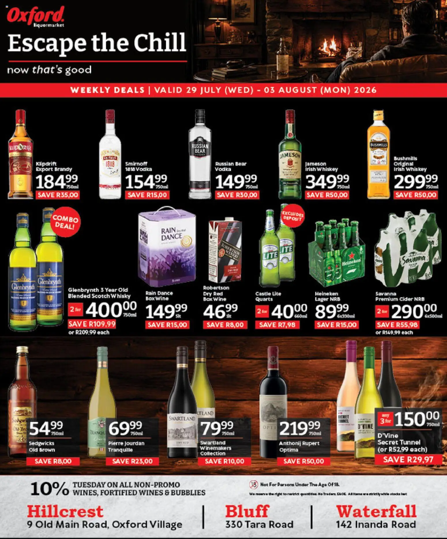Preview of Oxford Freshmarket flyer valid from 29/07/2026 - Heineken, Wine, Whiskey, Box, Brandy, Vodka, Cider