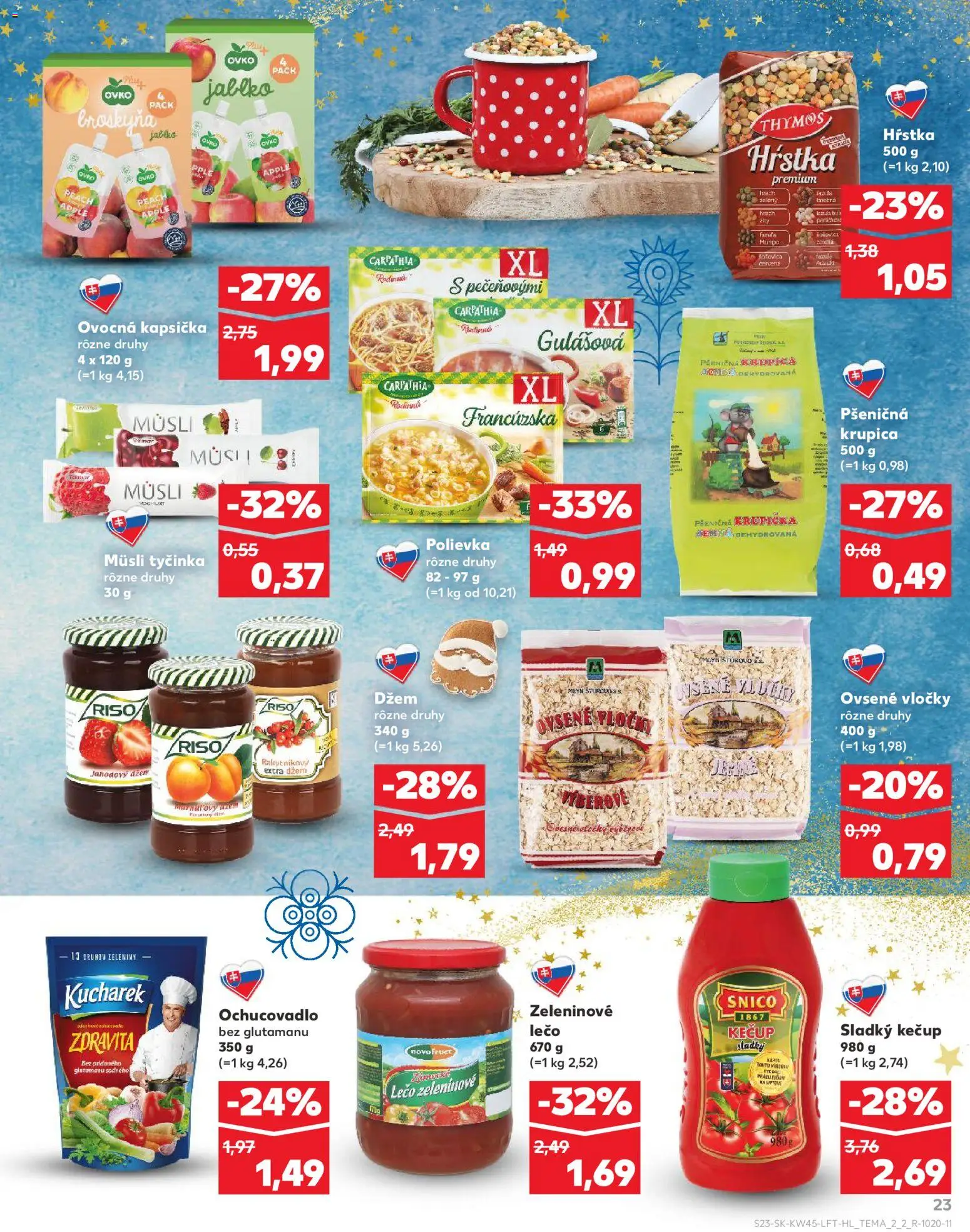 Náhľad Kaufland letáku platného od 06.11.2025 - Apple, Krupica, Fazuľa, Kečup, Vločky, Džem, Müsli tyčinka