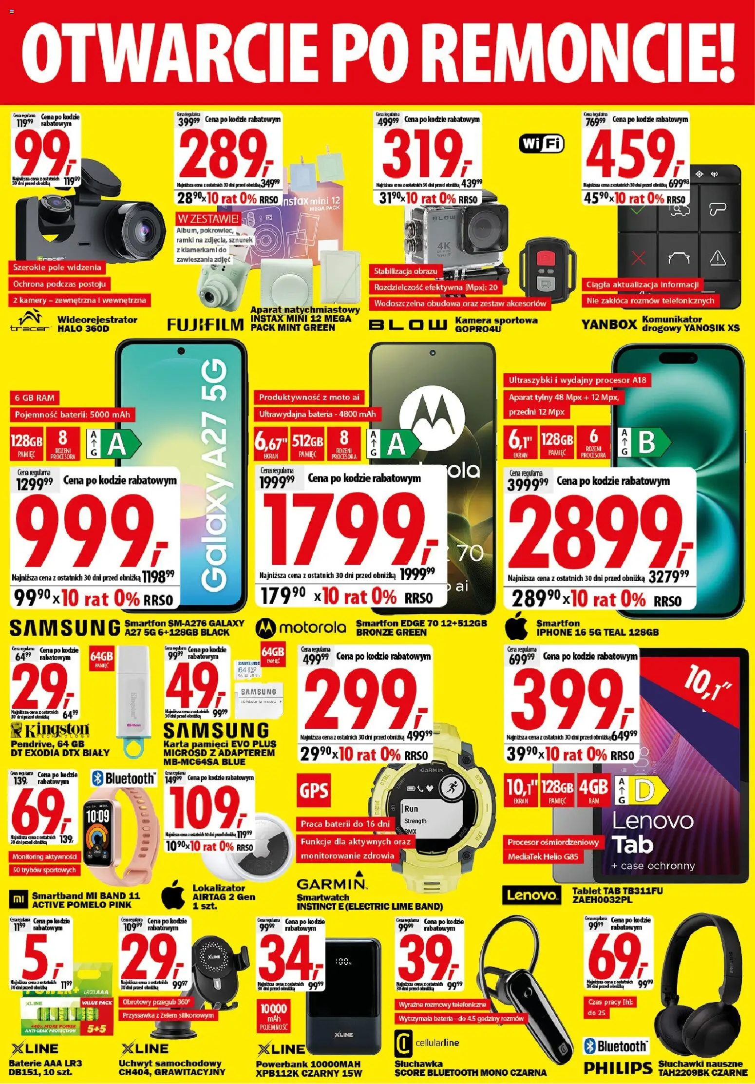 Pogląd gazetki "Mediaexpert promocje - Wielkie otwarcie Bełchatów" ze sklepu Mediaexpert ważnej od 08.10.2026 - Powerbank, Słuchawki, Smartfon, Smartband, Kamera sportowa, Karta pamięci, Baterie aaa, Baterie