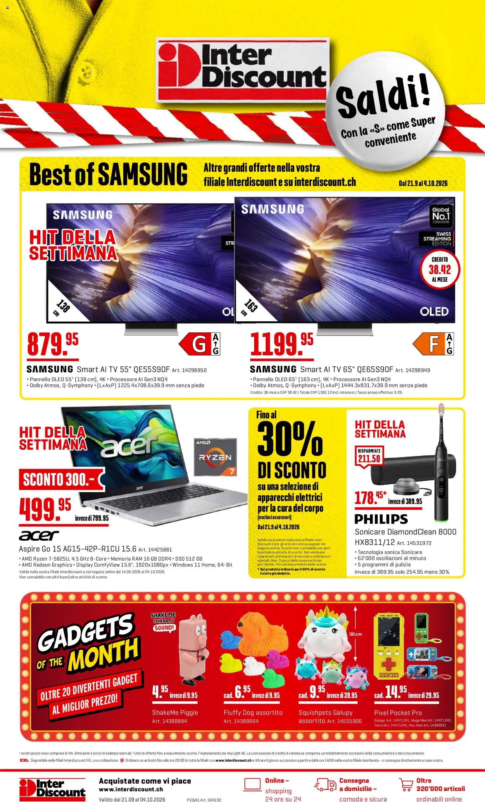 Vorschau des Merkblatts Interdiscount aktionen IT vom Shop Interdiscount gültig von 21.09.2026 bis 04.10.2026 - Samsung, TV, Philips