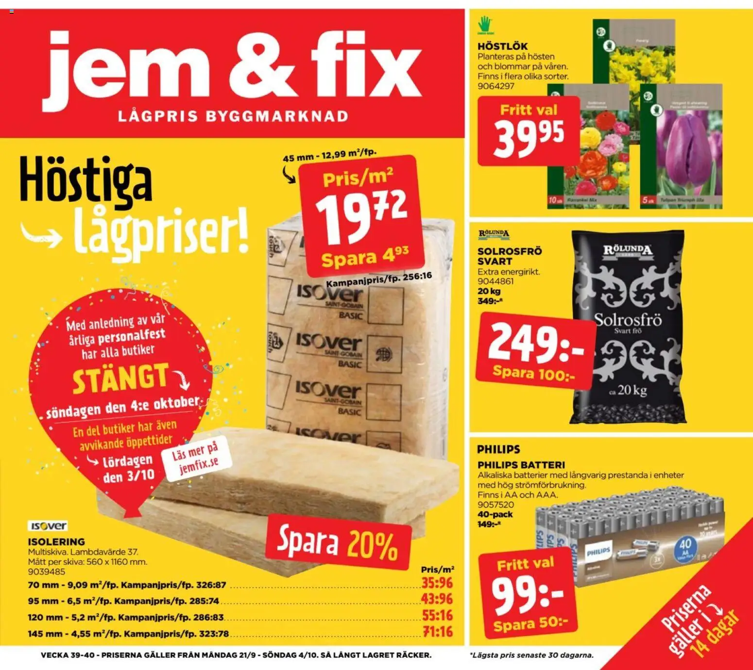 Förhandsgranska reklamblad Jem & Fix erbjudanden från butik Jem & Fix gäller från 20/09/2026
