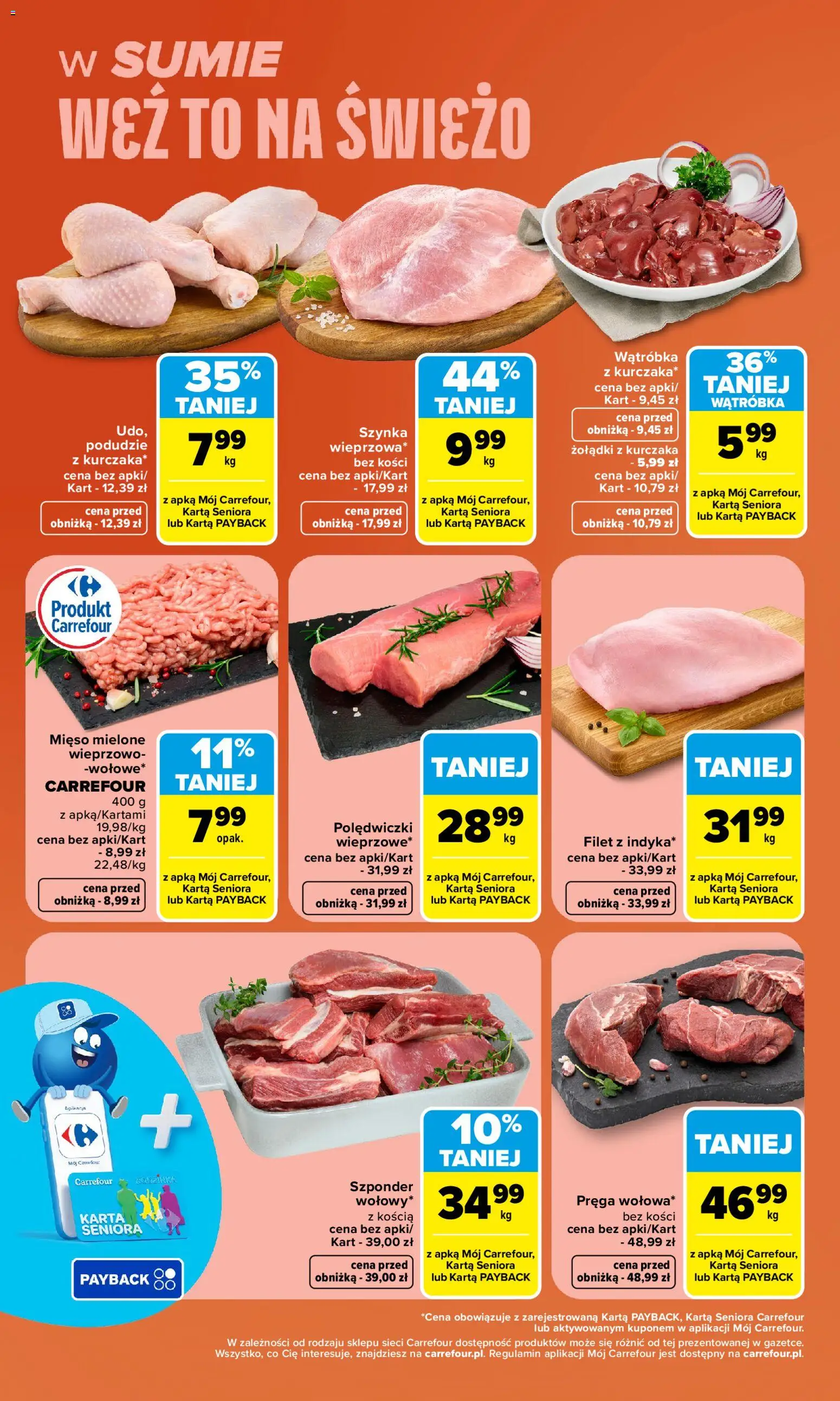 Pogląd gazetki "Carrefour gazetka - Weź to na świeżo" ze sklepu Carrefour ważnej od 12.10.2026 - Mięso, Karta, Wątróbka, Mięso mielone, Szynka, Filet, Polędwiczki