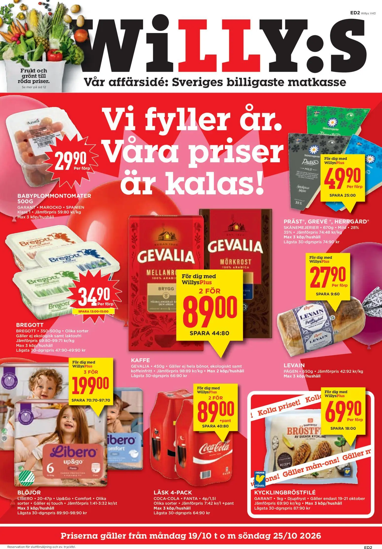 Förhandsgranska reklamblad Willys erbjudanden från butik Willys gäller från 19/10/2026