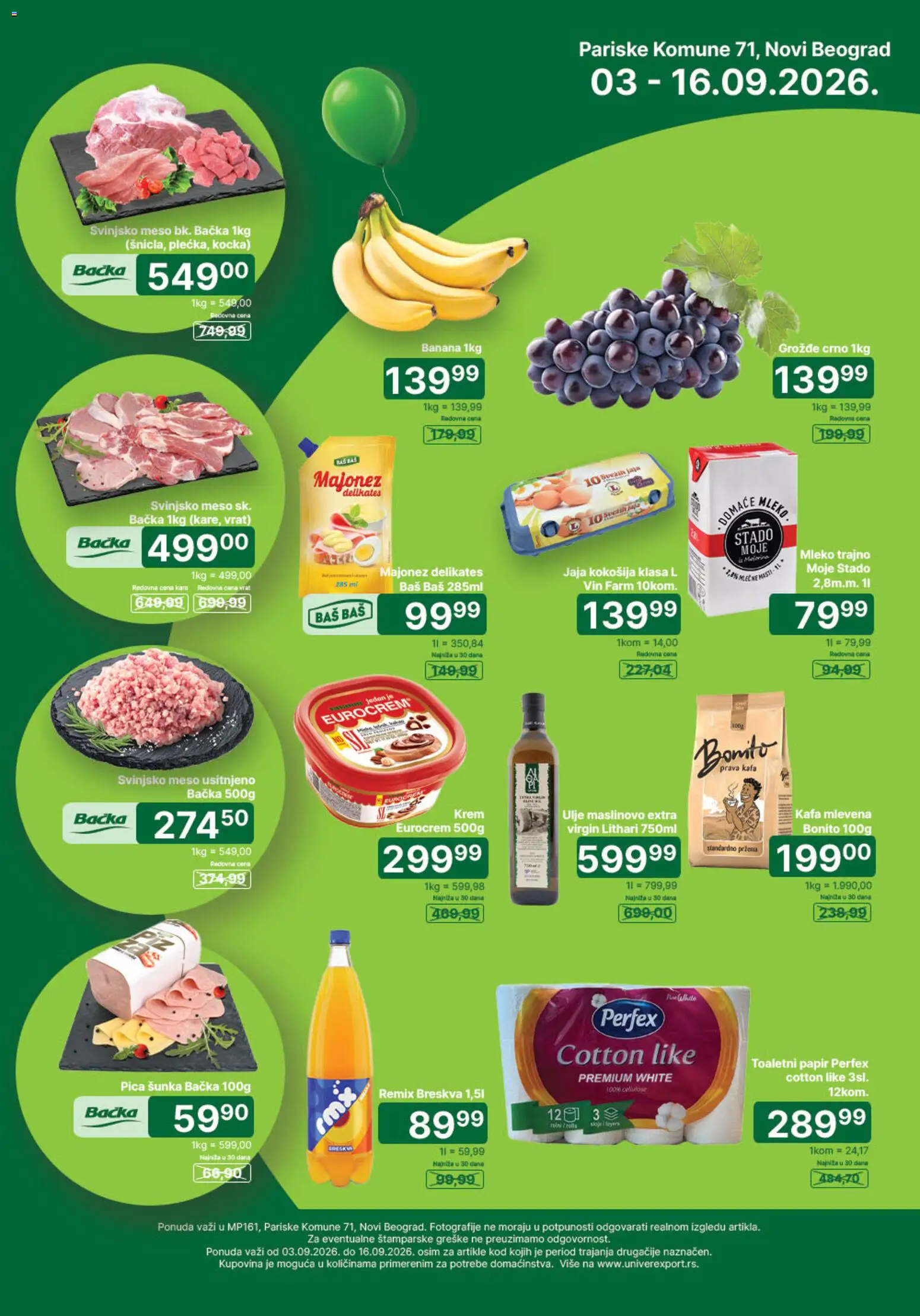 Pregled Univerexport kataloga - važi od 03.09.2026 - Kafa, Banana, Šunka, Majonez, Ulje, Krem, Eurocrem, Vrat
