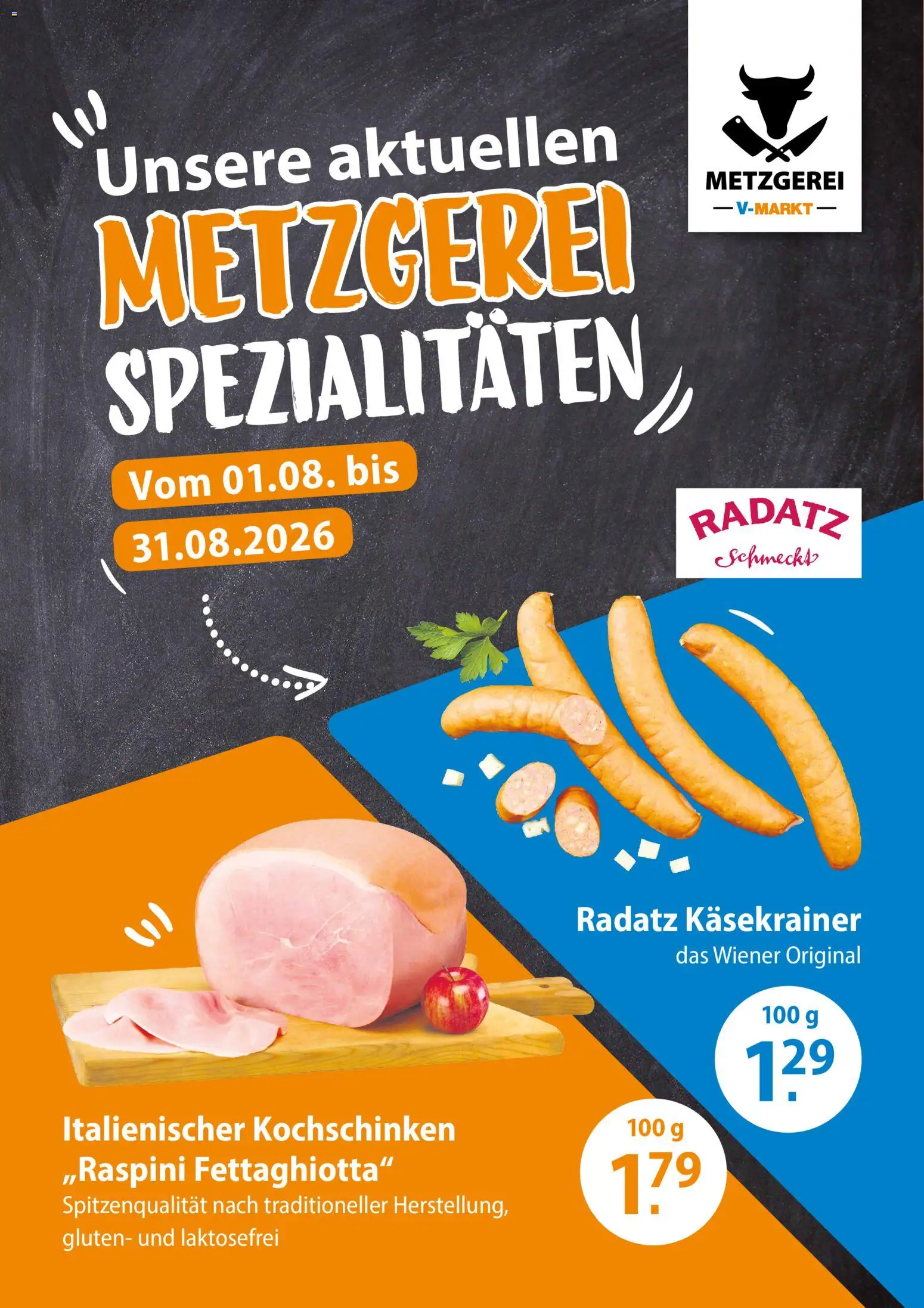 Vorschau von dem Prospekt des Geschäftes V-Markt, gültig ab dem 01.08.2026 - Käsekrainer, Spezialitäten