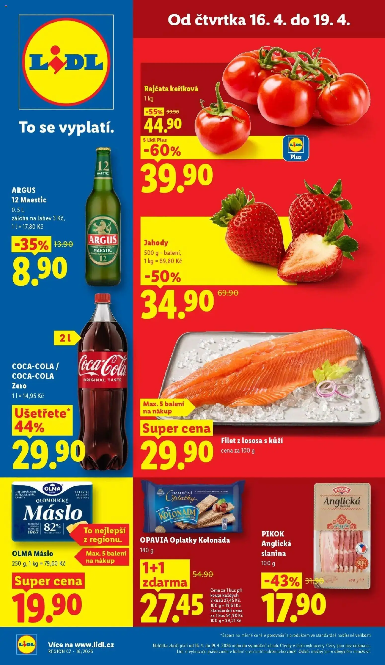 Náhled nabídky: Lidl Lidl aktuální leták platný od 16.04.2026 - Máslo, Stan, Jahody, Slanina, Láhev, Oplatky, Anglická slanina, Filet