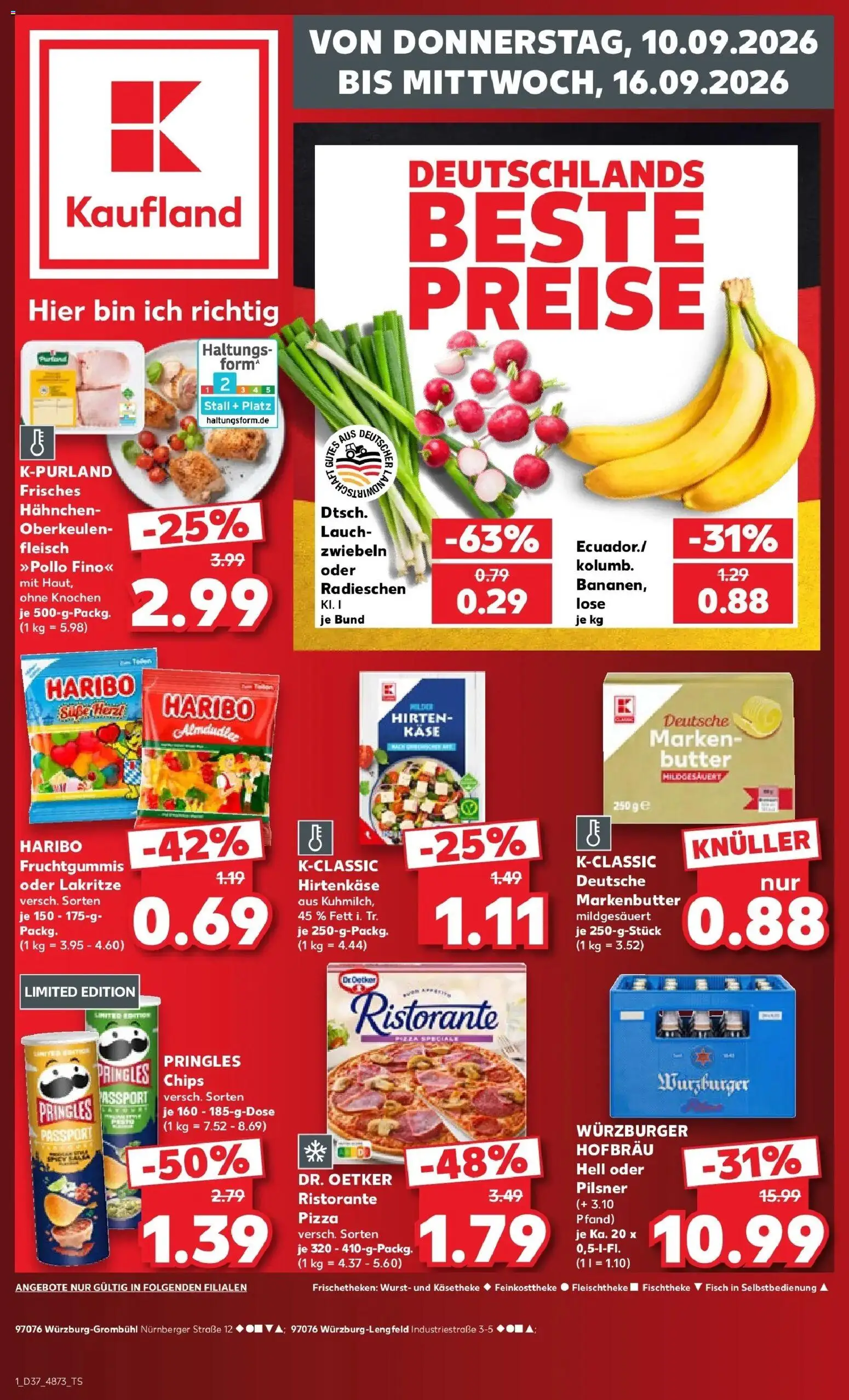 Vorschau von dem Prospekt des Geschäftes Kaufland, gültig ab dem 10.09.2026 - Butter, Haribo, Fisch, Wurst, Fleisch, Pringles, Ristorante, Hahnchen