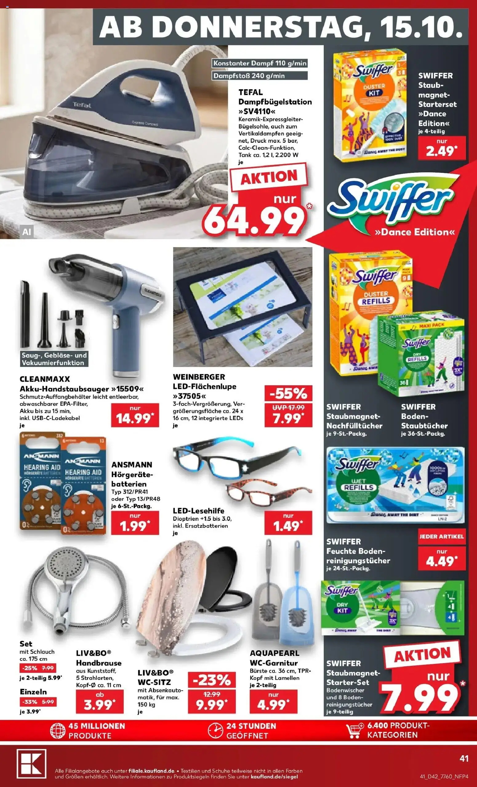 Vorschau von dem Prospekt des Geschäftes Kaufland, gültig ab dem 12.10.2026 - Batterien, Swiffer, Bürste, Reinigungstücher