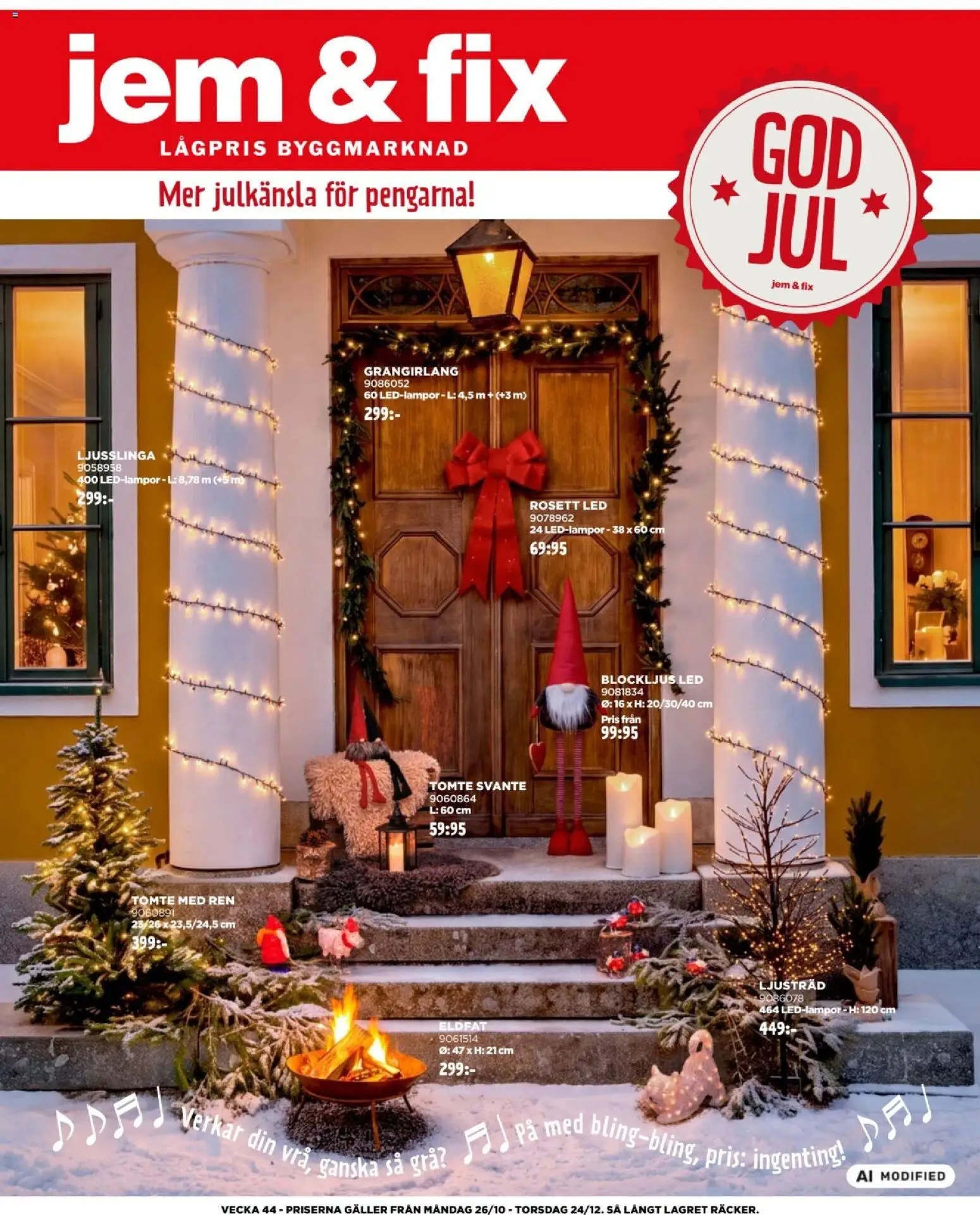 Förhandsgranska reklamblad Jem & Fix Jultidning 2026 från butik Jem & Fix gäller från 25/10/2026 - Ljusslinga
