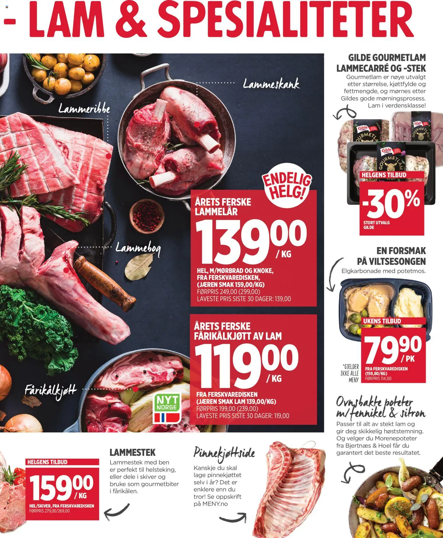 Forhåndsvis Meny Helgø kundeavis Norsk Host fra butikk Meny gyldig fra 01/10/2026 - Lammestek, Lammelår, Poteter, Lammecarré, Fårikålkjøtt, Sitron, Lammeskank, Spesialiteter