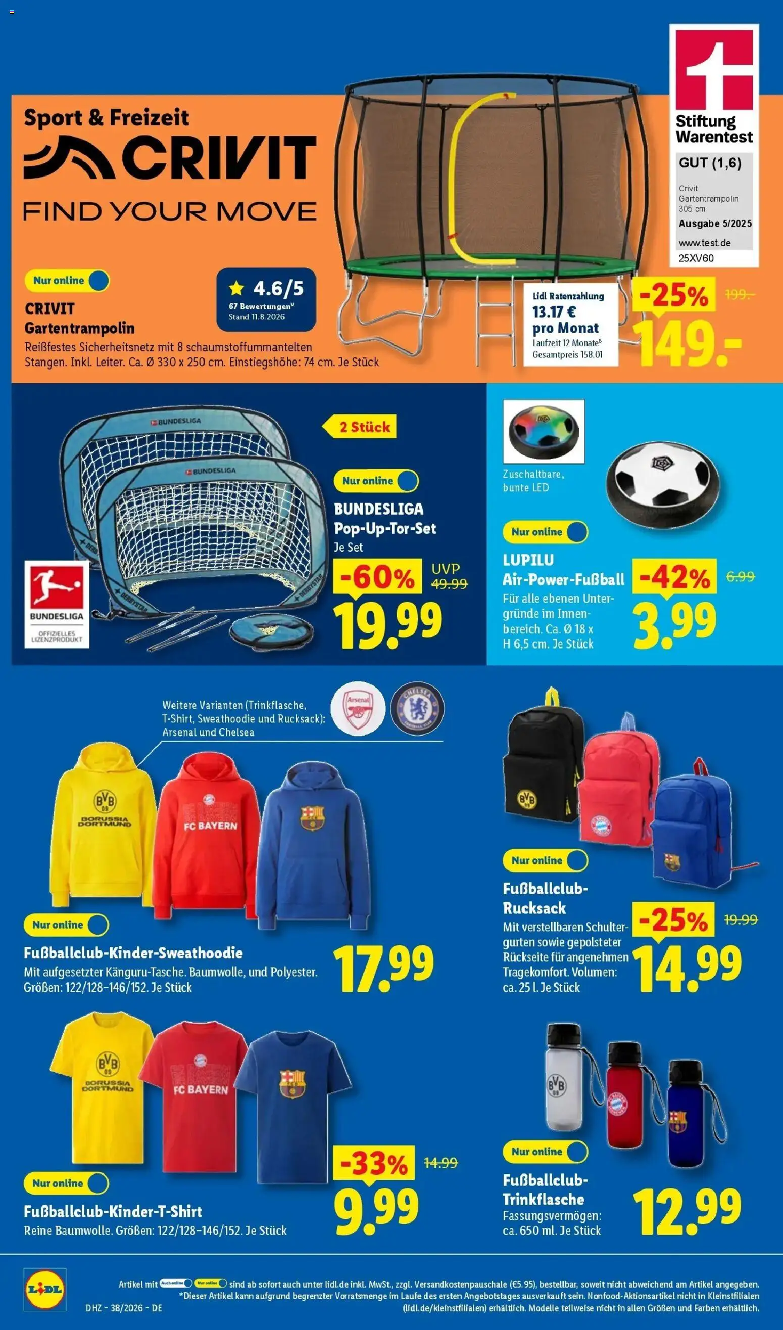 Vorschau von dem Prospekt des Geschäftes Lidl, gültig ab dem 14.09.2026 - Hoodie, Rucksack, Trampoline, Schulter, T-Shirt