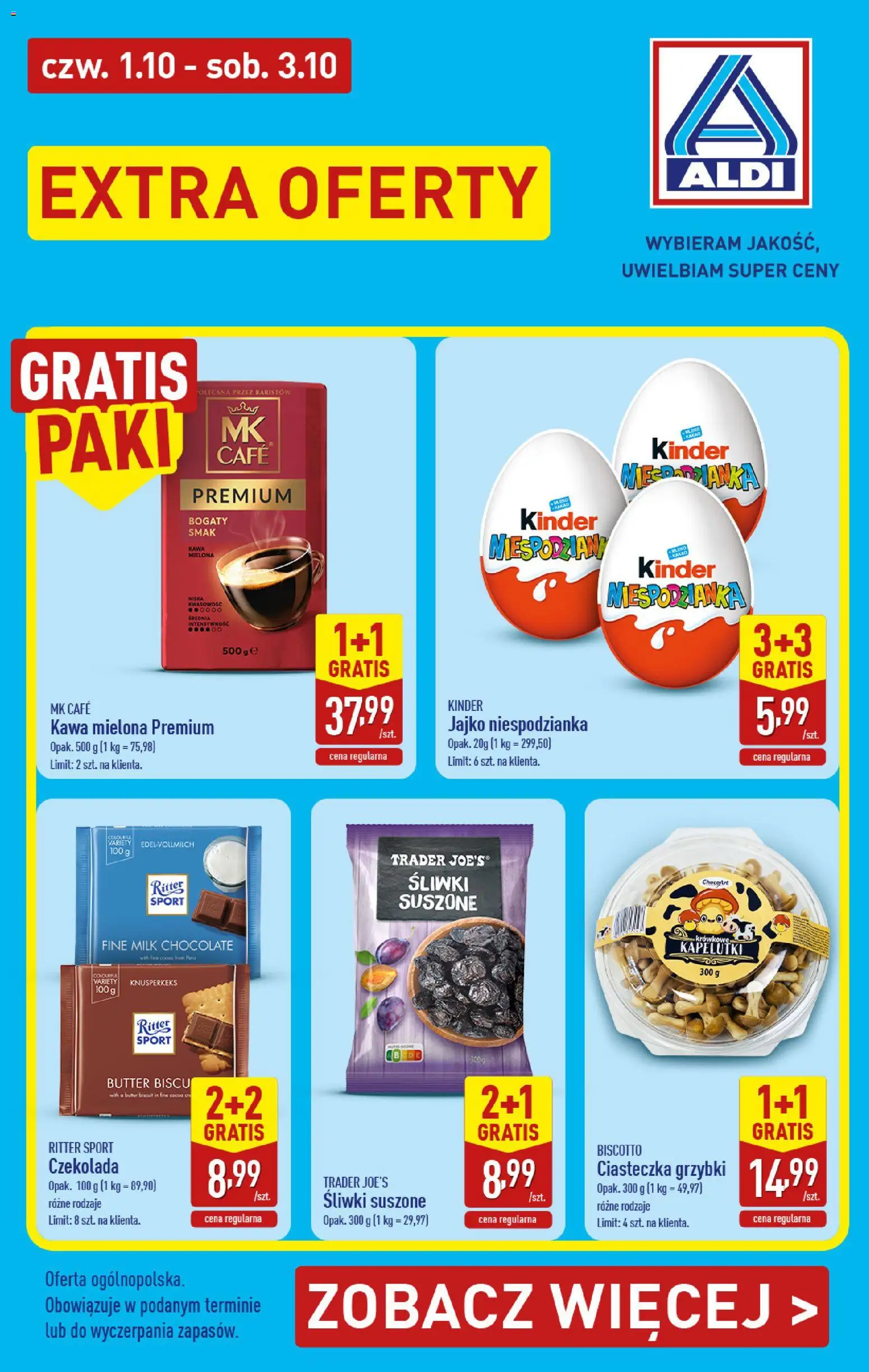 Náhled nabídky: Aldi Polsko Aldi Polsko leták - Pełna oferta platný od 01.10.2026 - Kinder, Ritter Sport, Milk chocolate