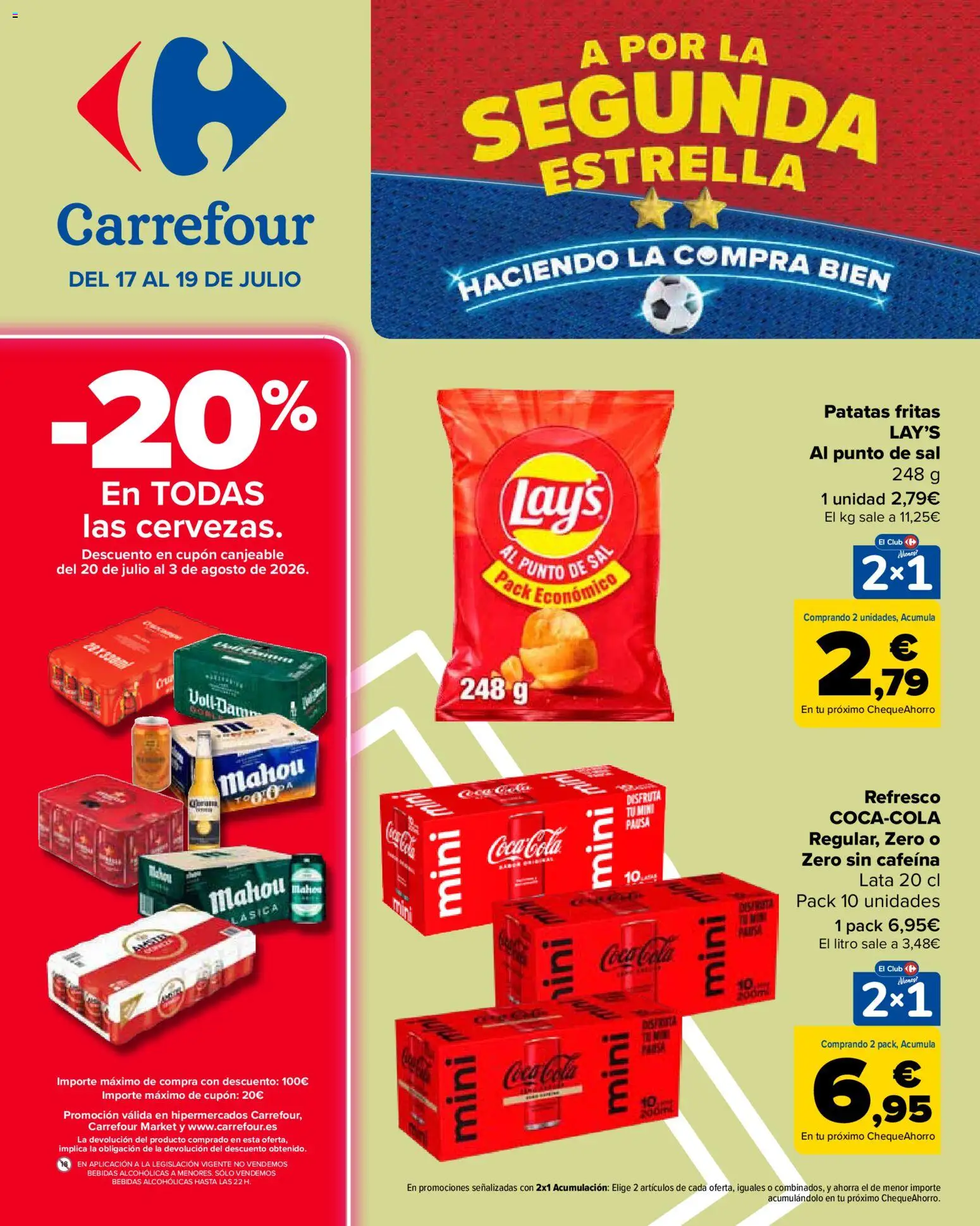 Vista previa del folleto de la tienda Carrefour válido desde el 17/07/2026 - Patatas, Sal, Patatas fritas, Bebidas, Coca-Cola