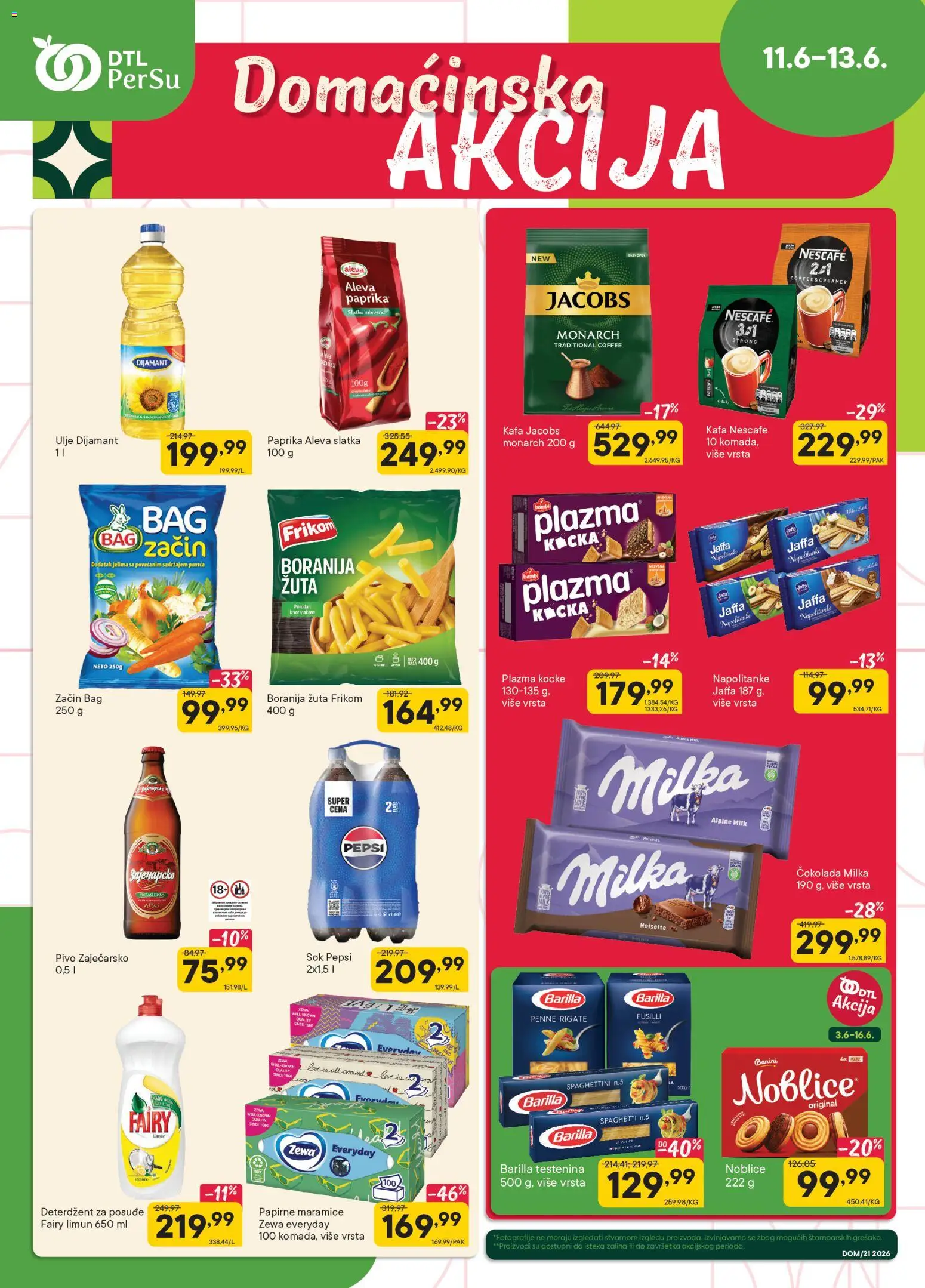 Pregled PerSu kataloga - važi od 11.06.2026 - Kafa, Pivo, Limun, Sok, Barilla, Deterdžent, Maramice, Plazma