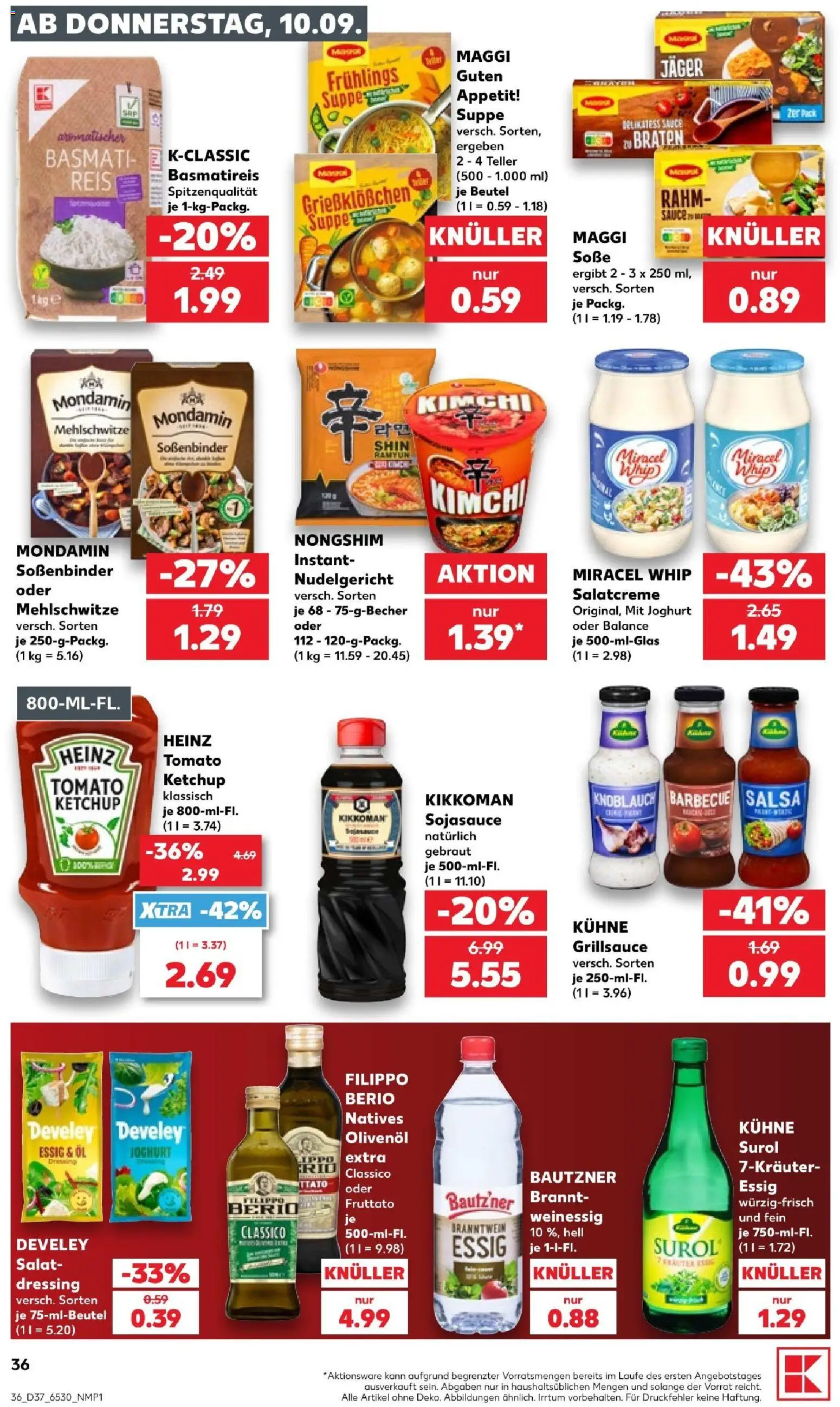 Vorschau von dem Prospekt des Geschäftes Kaufland, gültig ab dem 10.09.2026 - Joghurt, Öl, Maggi, Basmatireis, Essig, Ketchup, Dressing, Olivenol